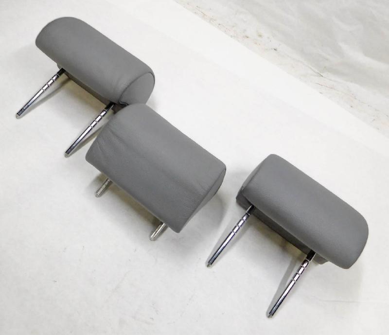 2002 BMW X5 (E53) REAR LEFT CENTER RIGHT (GRAY LEATHER N6TT) HEADREST SET 3 — exact item pictured