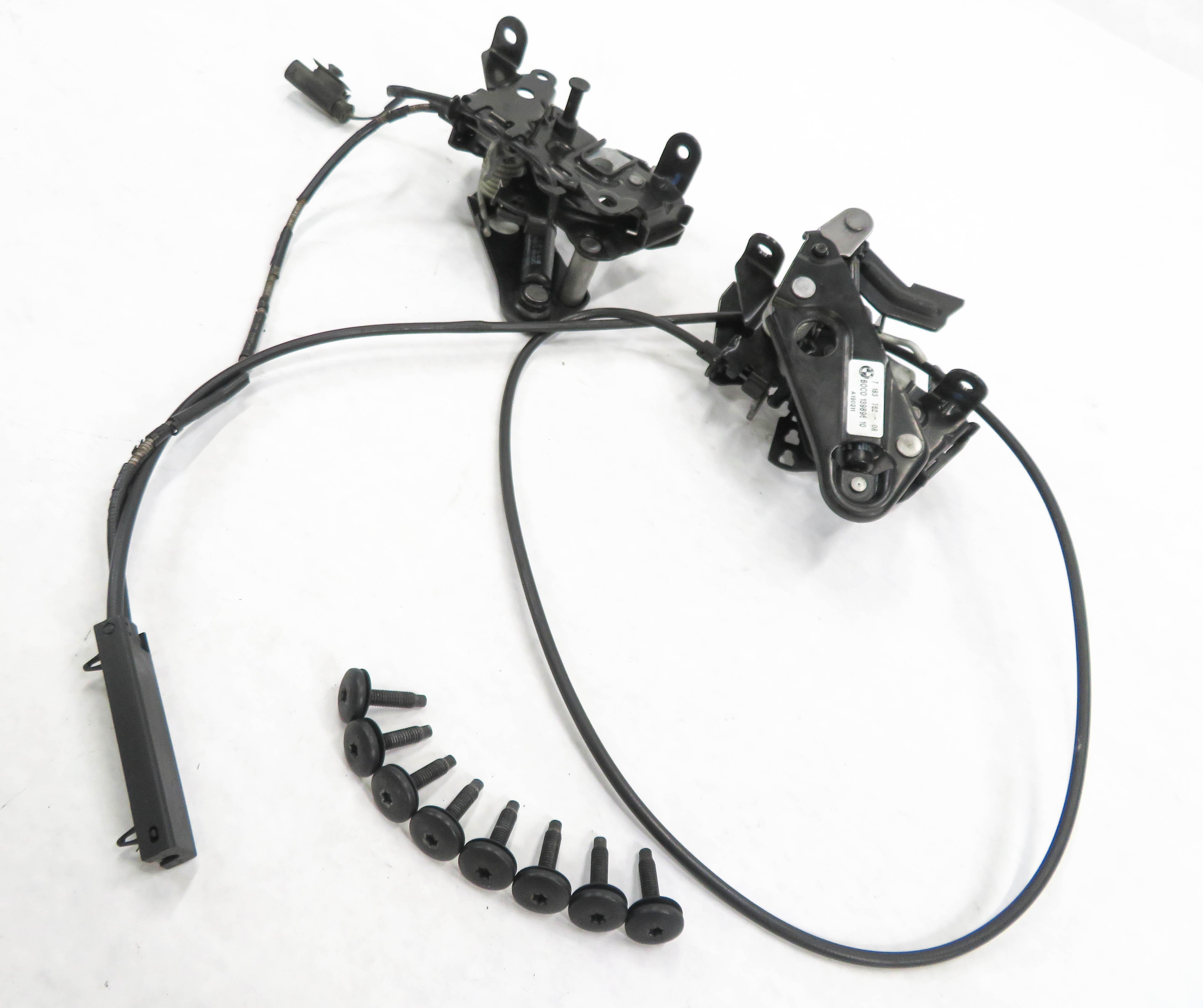 2011 BMW 535iGT (F07) FRONT HOOD LID LOWER LOCK LATCH CATCH SET-2 w/ CABLE — exact item pictured