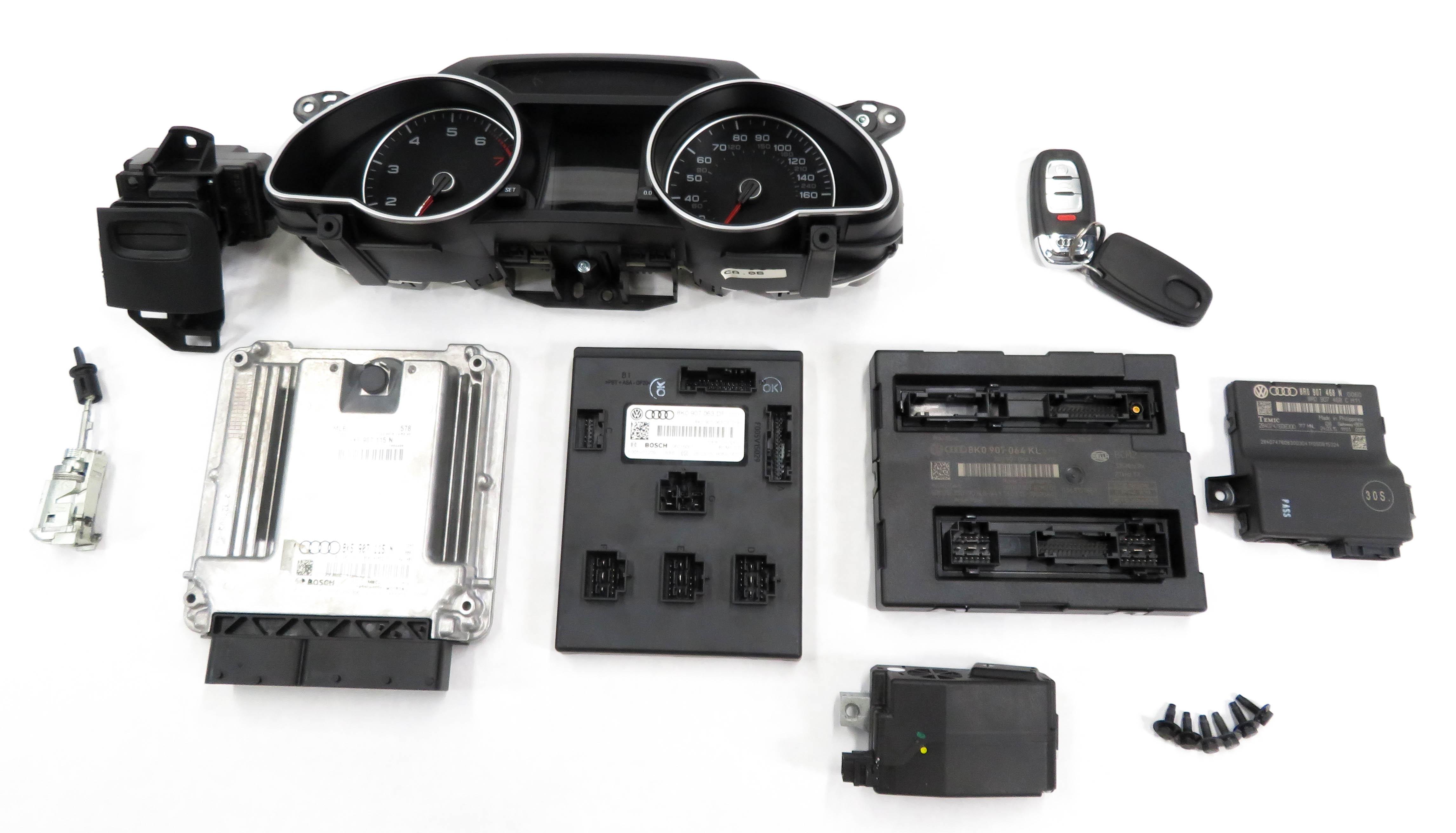 2015 AUDI A5 (B8 8T) 2.0L CPMB TURBO ENGINE ECM BCM IMMOBILIZER MODULE KEY SET — exact item pictured