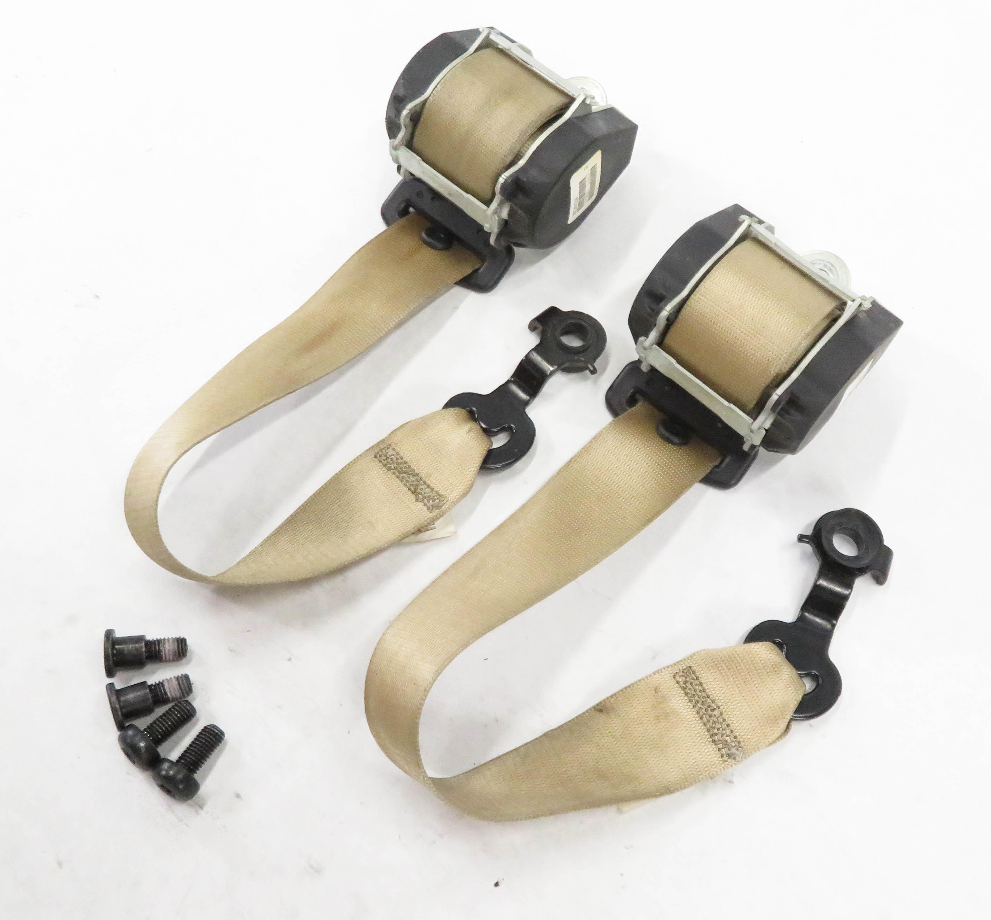 2007 BMW X5 (E70) REAR 3rd THIRD ROW SEATBELT BUCKLE RETRACTOR SET-2 (BEIGE) — exact item pictured