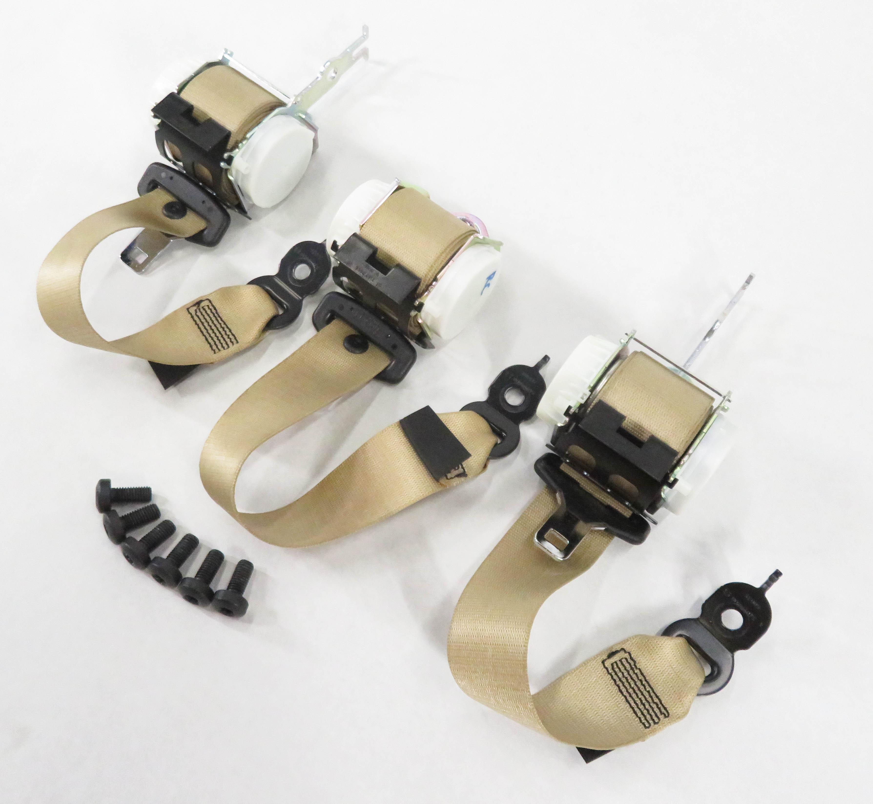 11 BMW 535i (F10) REAR LEFT RIGHT & CENTER SEATBELT RETRACTOR SET (3) (BEIGE) — exact item pictured