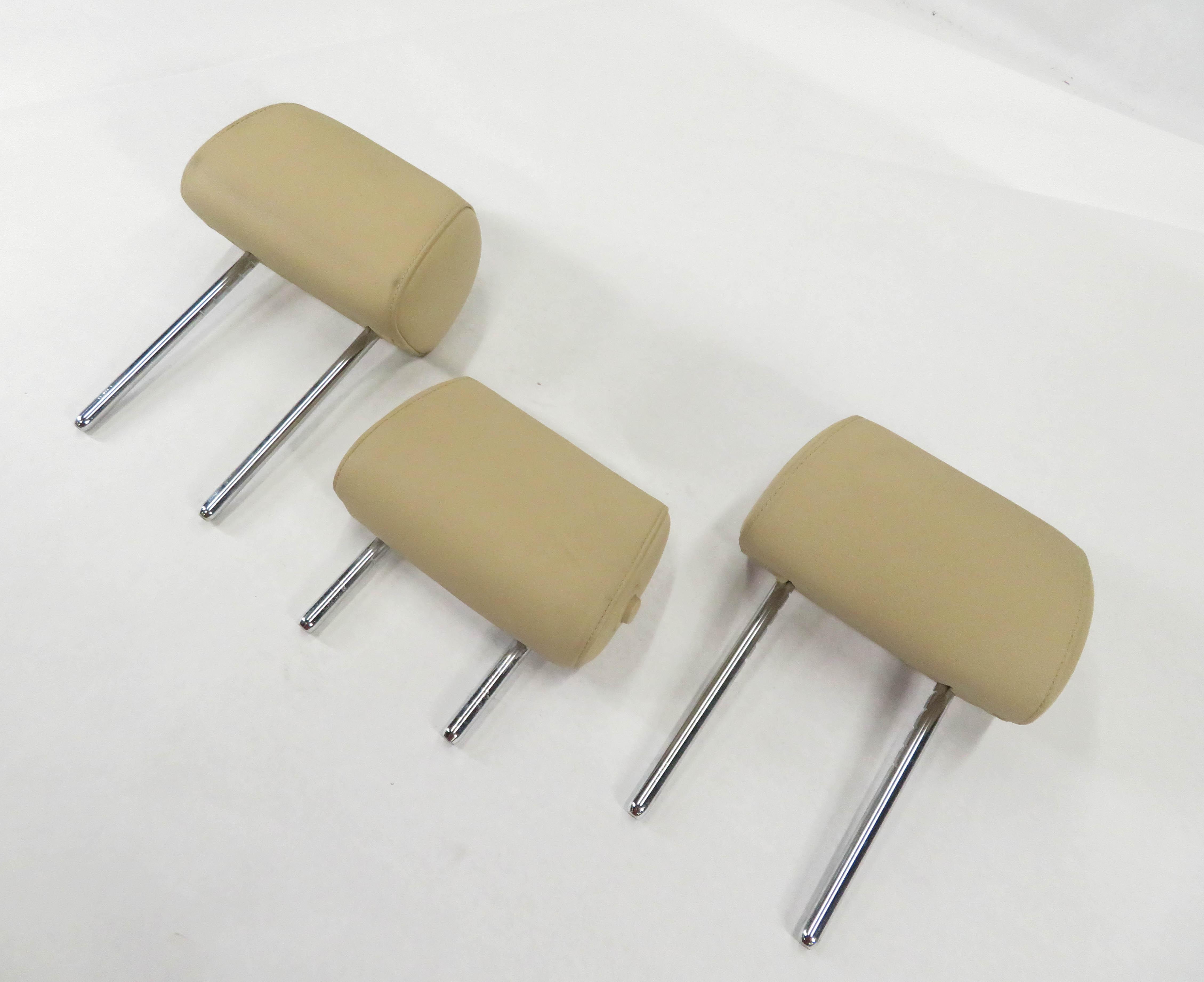 11 BMW 535i (F10) REAR LEFT RIGHT & CENTER HEADREST SET (3) BEIGE DAKOTA LEATHER — exact item pictured