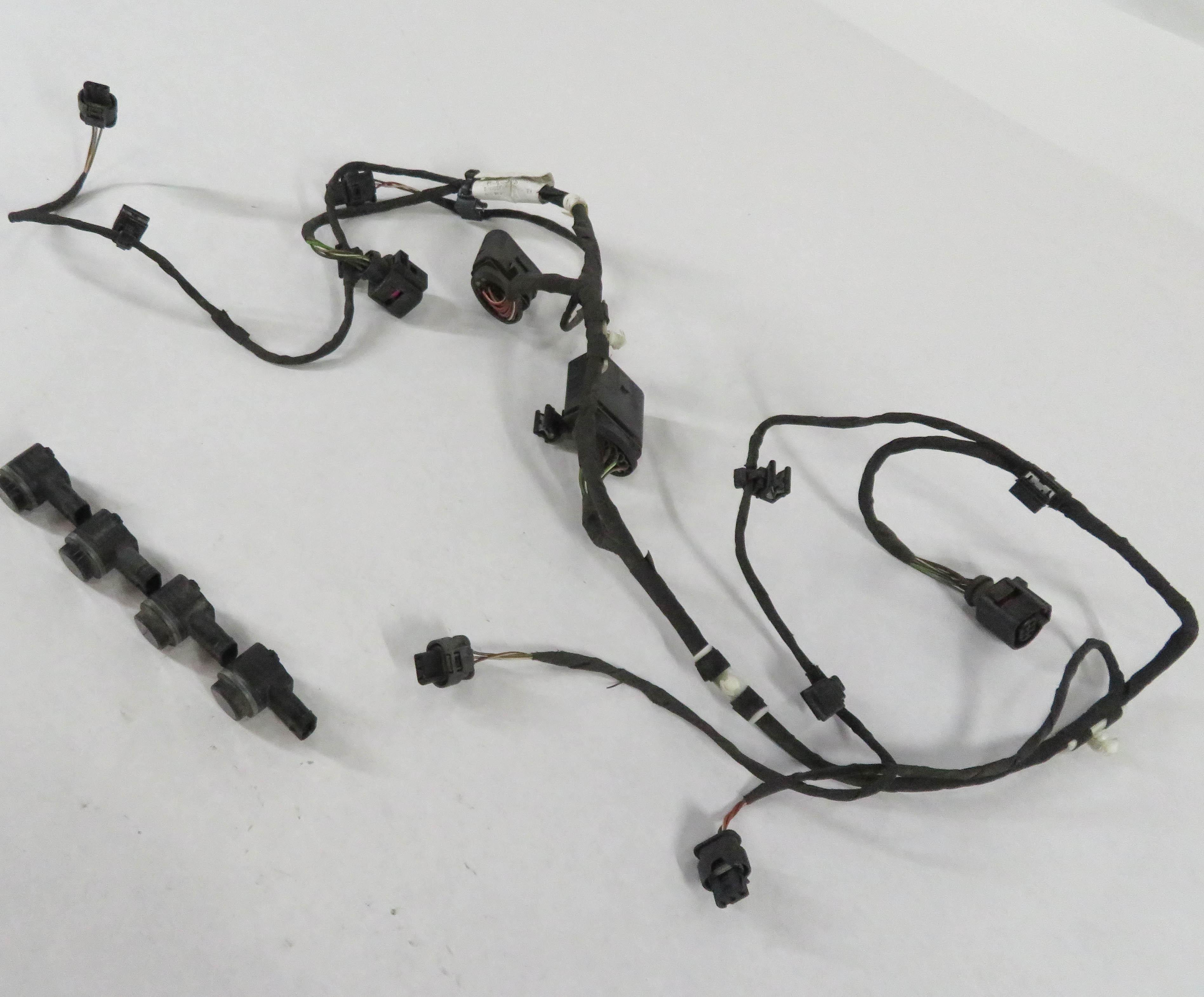 2011 AUDI Q7 (4L) REAR PDC PARK DISTANCE SENSOR SET-4 w/ HARNESS (COBALT BLUE) — exact item pictured