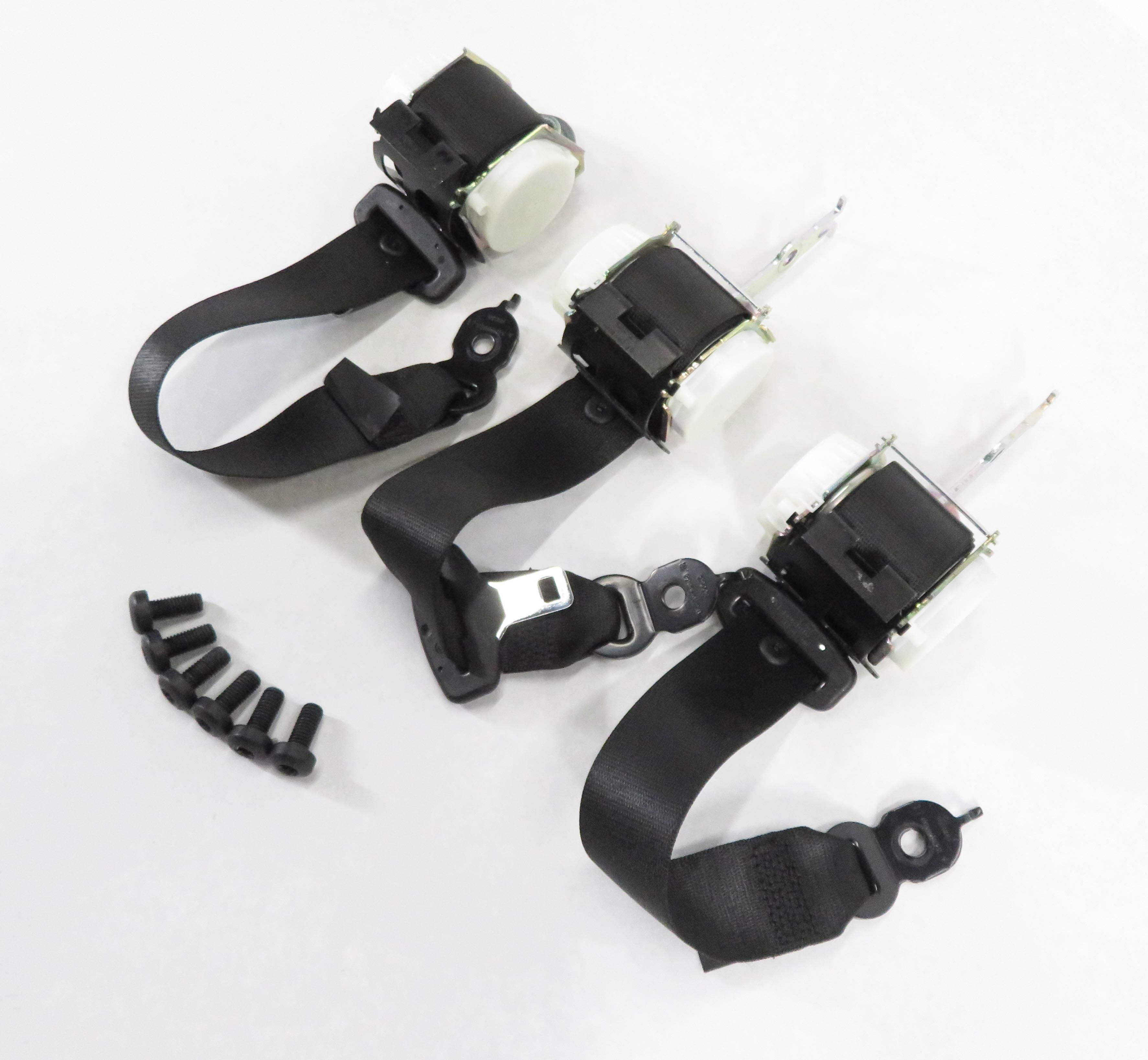 2011 BMW 535i (F10) REAR - LEFT CENTER RIGHT - SEATBELT RETRACTOR SET-3 (BLACK) — exact item pictured
