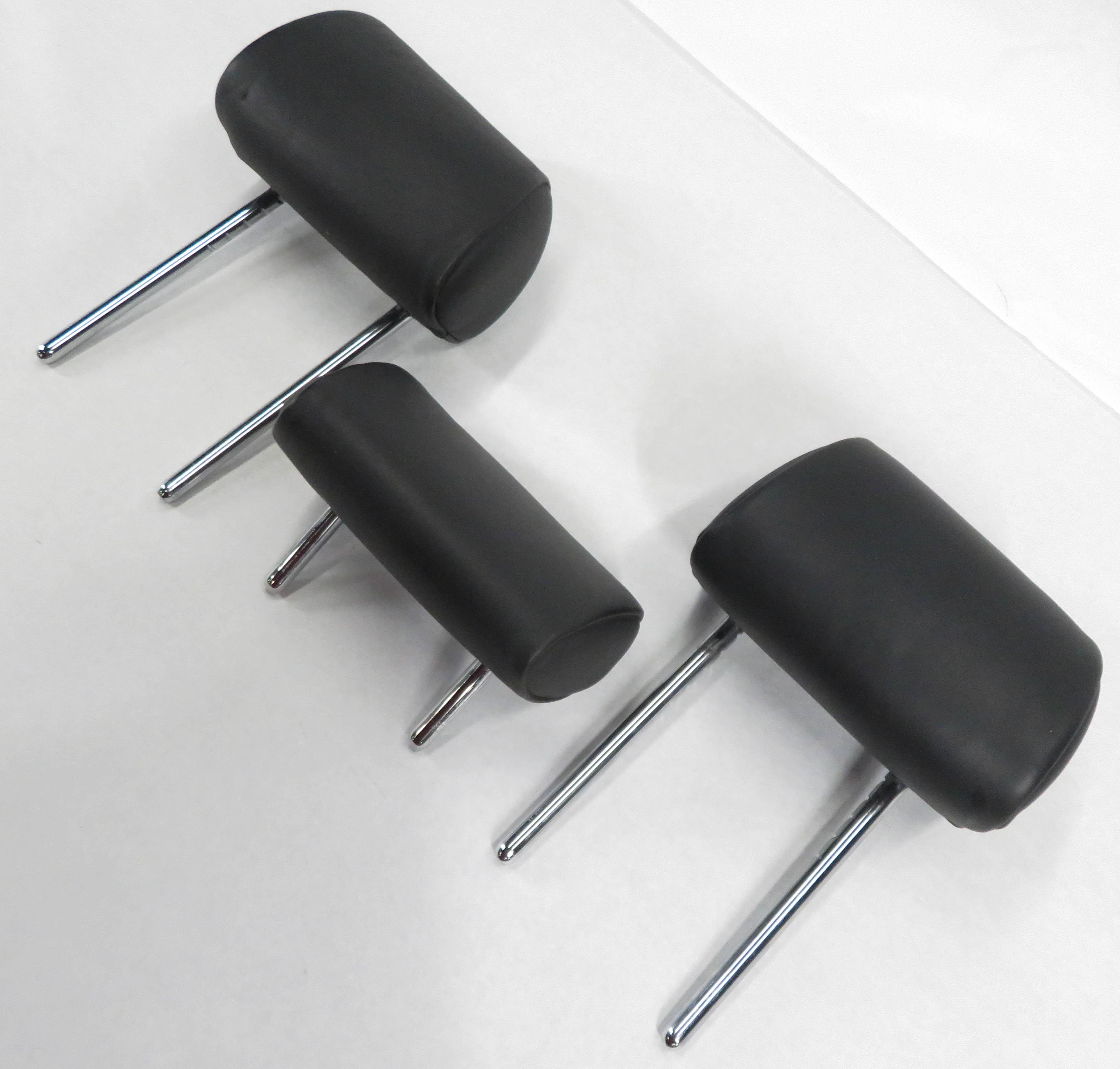 2011 BMW 550i (F10) REAR - LEFT / CENTER / RIGHT - BLACK LEATHER HEADREST SET-3 — exact item pictured