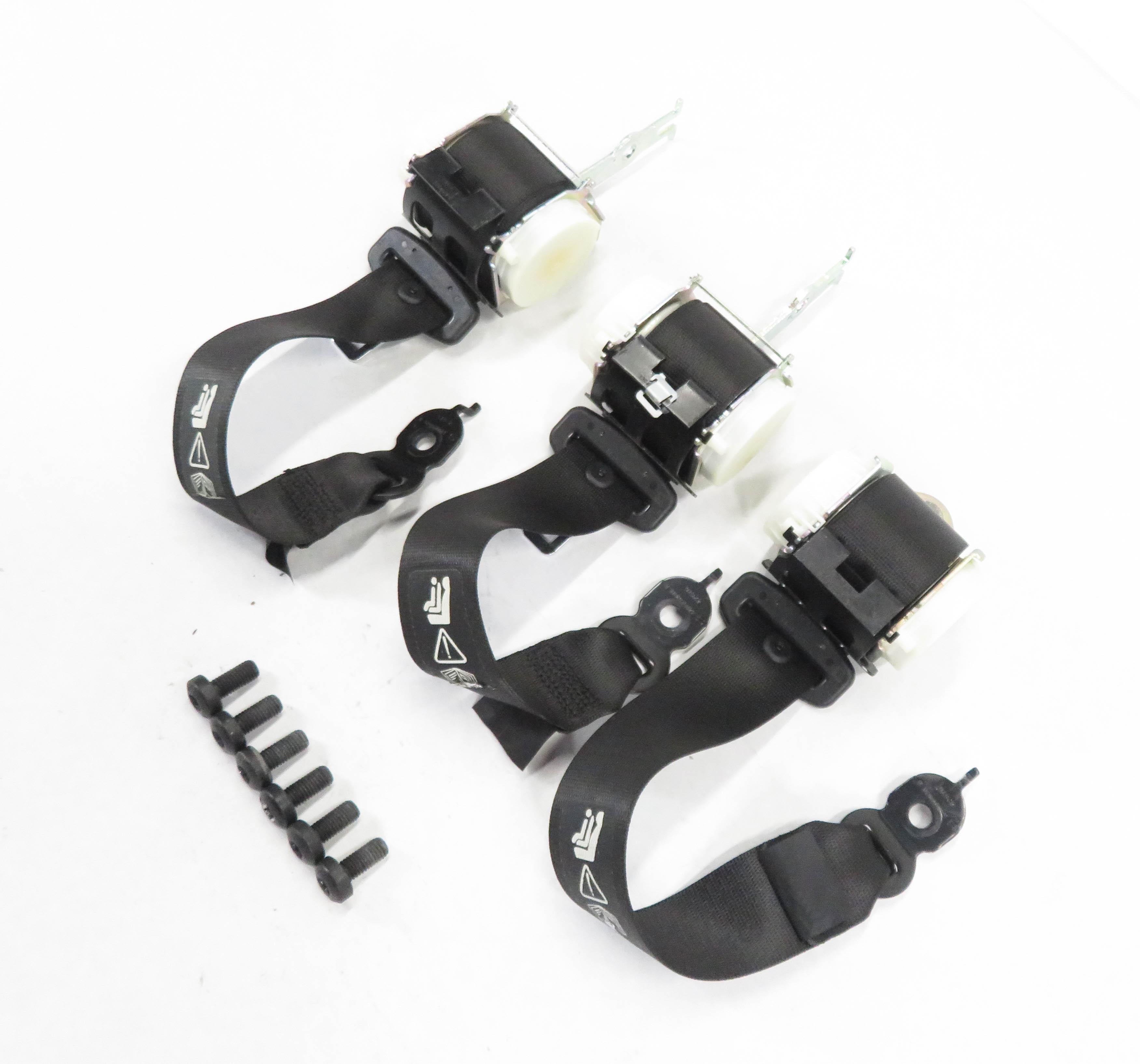 2011 BMW ACTIVE HYBRID 7 (F04) REAR SEATBELT BUCKLE RETRACTOR SET-3 (BLACK) — exact item pictured
