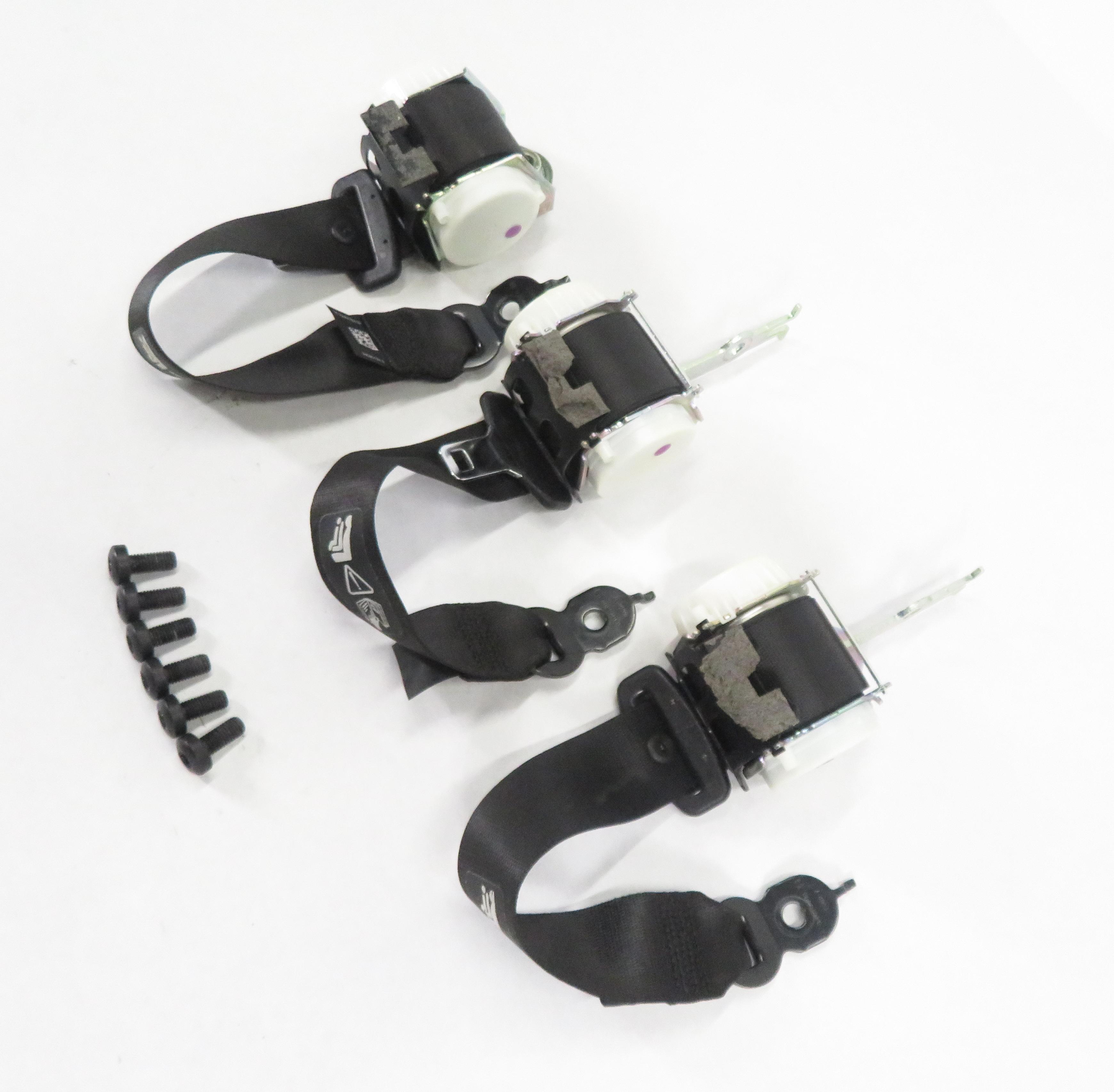 2011 BMW 535i (F10) REAR - LEFT / CENTER / RIGHT SEATBELT RETRACTOR SET (BLACK) — exact item pictured