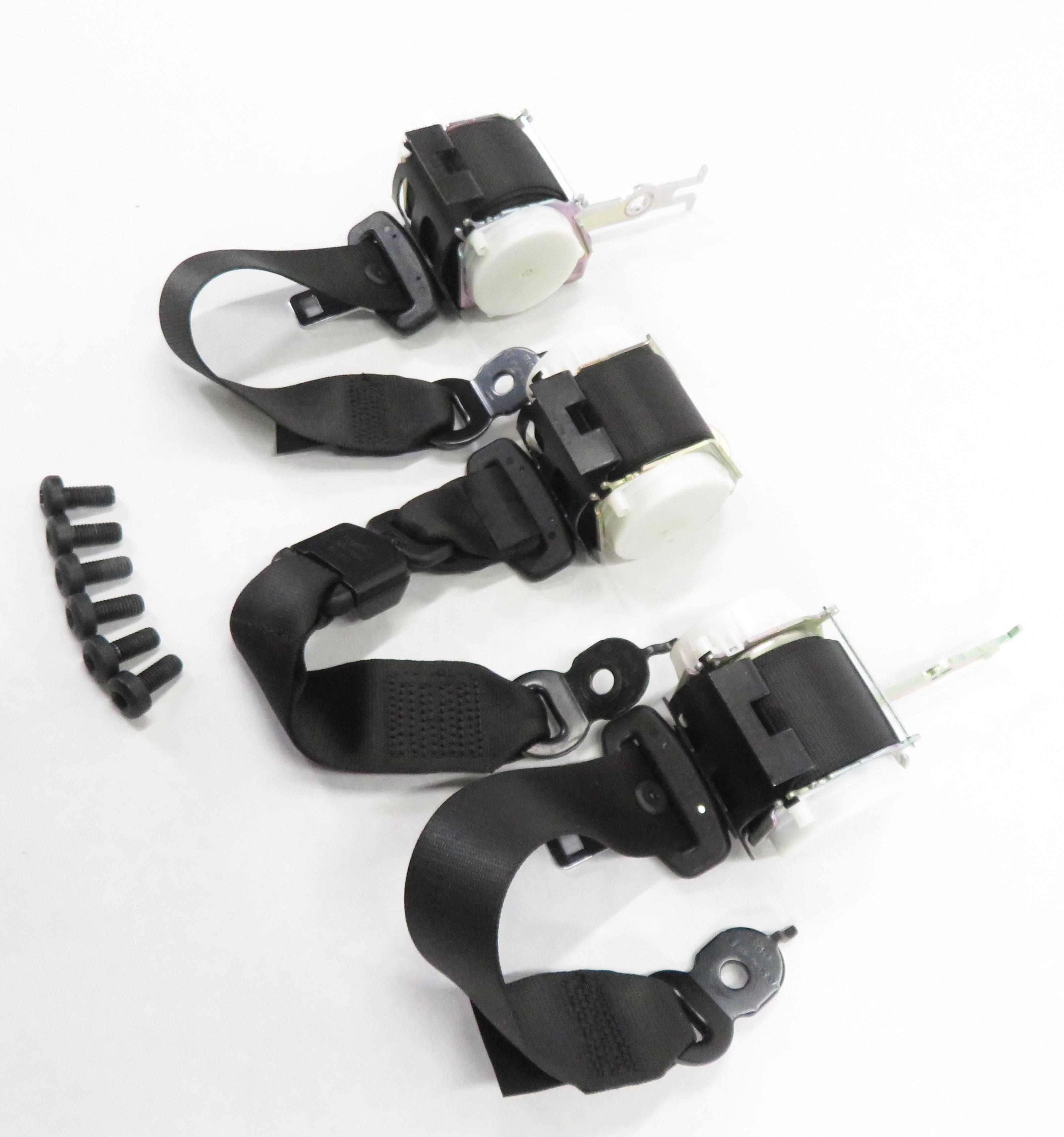 2011 BMW 535i (F10) REAR - LEFT / CENTER / RIGHT - SEATBELT RETRACTOR SET BLACK — exact item pictured