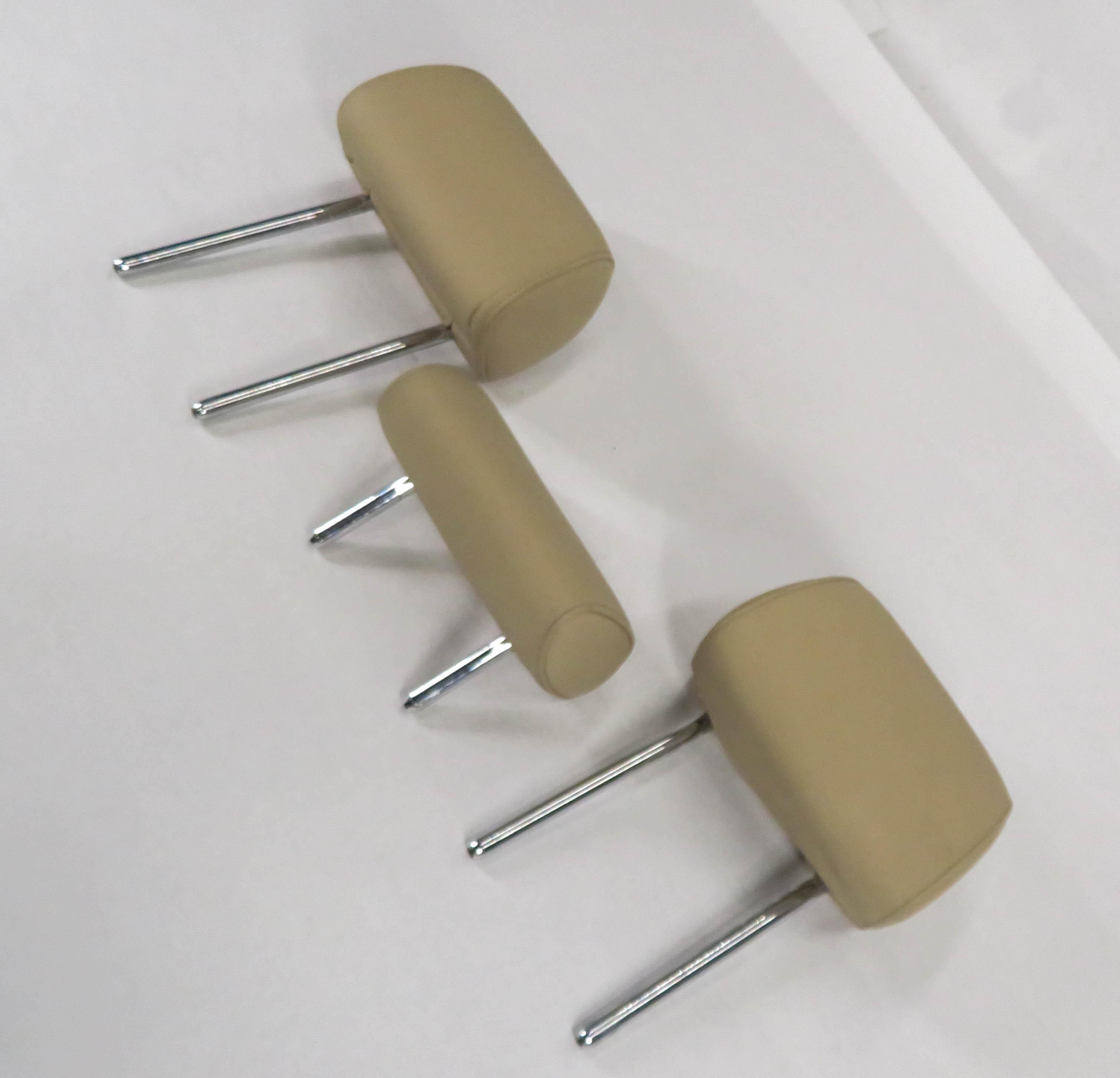 2011 BMW 535i (F10) REAR - LEFT / CENTER / RIGHT - BEIGE LEATHER HEADREST SET-3 — exact item pictured