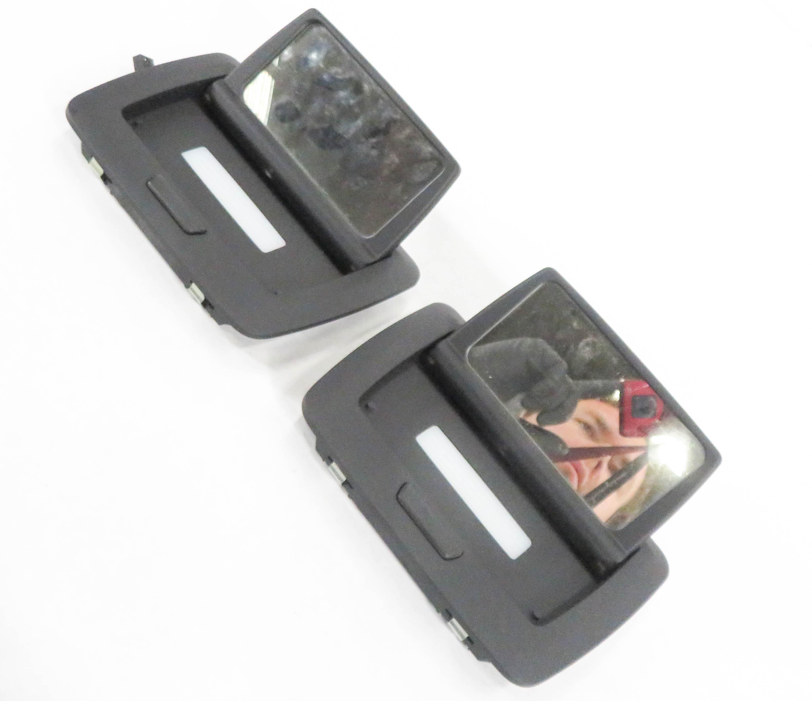 2011 BMW ACTIVE HYBRID 7 (F04) REAR LEFT & RIGHT VANITY MIRROR SET-2 (BLACK) — exact item pictured