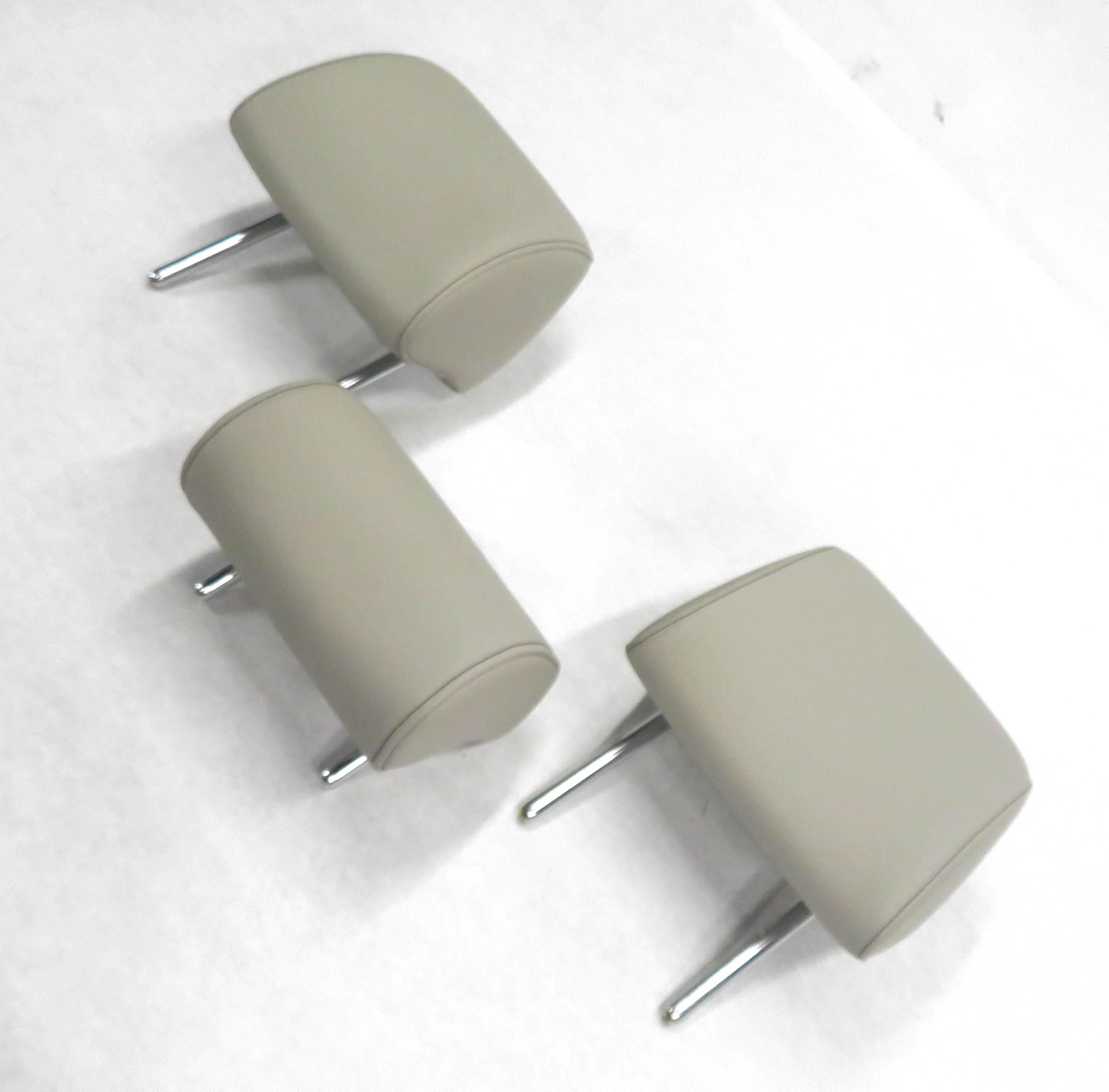 2013 AUDI A3 (8P) REAR - LEFT / CENTER / RIGHT - GRAY LEATHER HEADREST SET-3 — exact item pictured