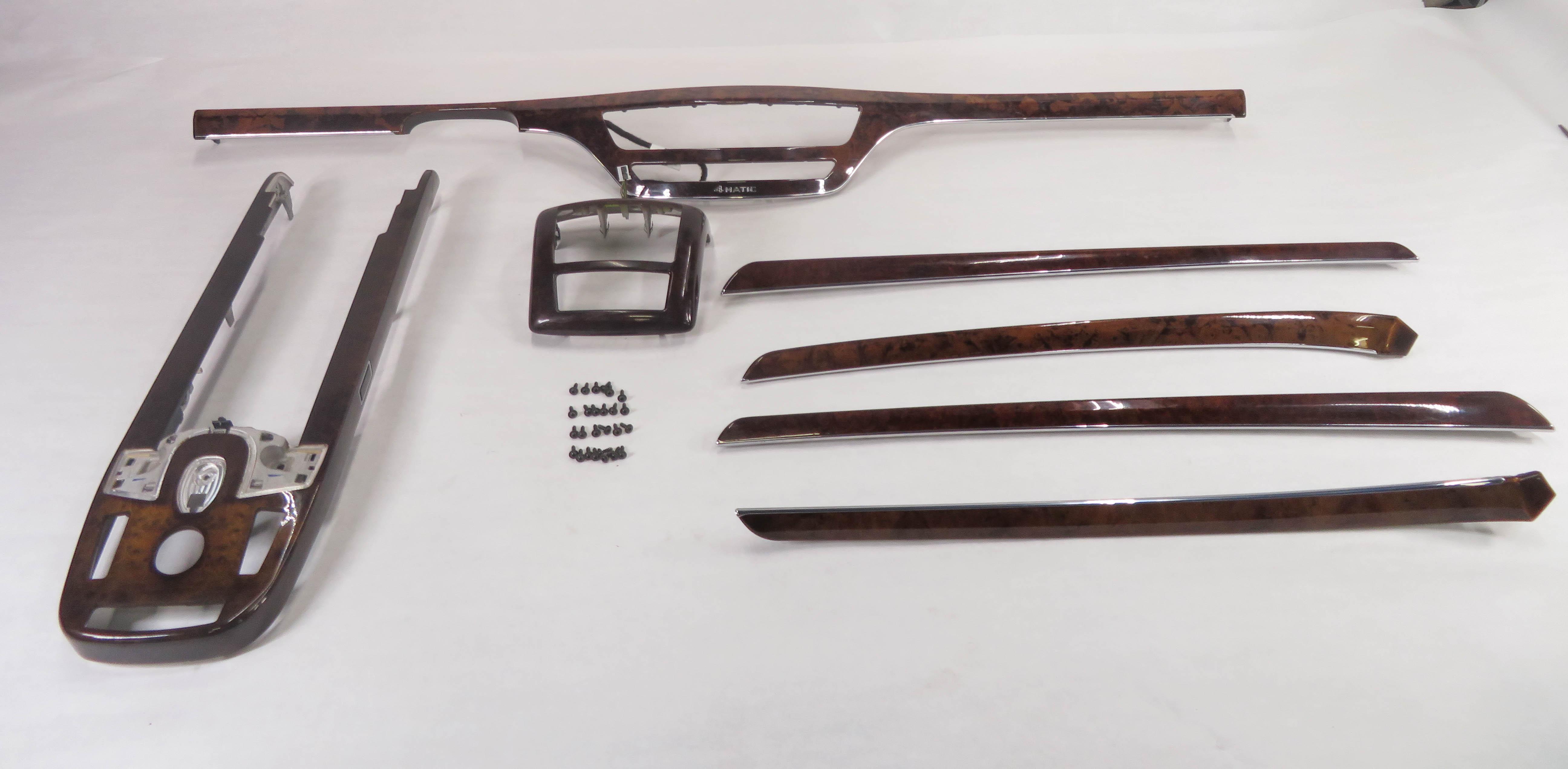 2009 MERCEDES BENZ S550 (W221) DASH DOOR CONSOLE (BURRED WALNUT) WOOD TRIM SET-7 — exact item pictured