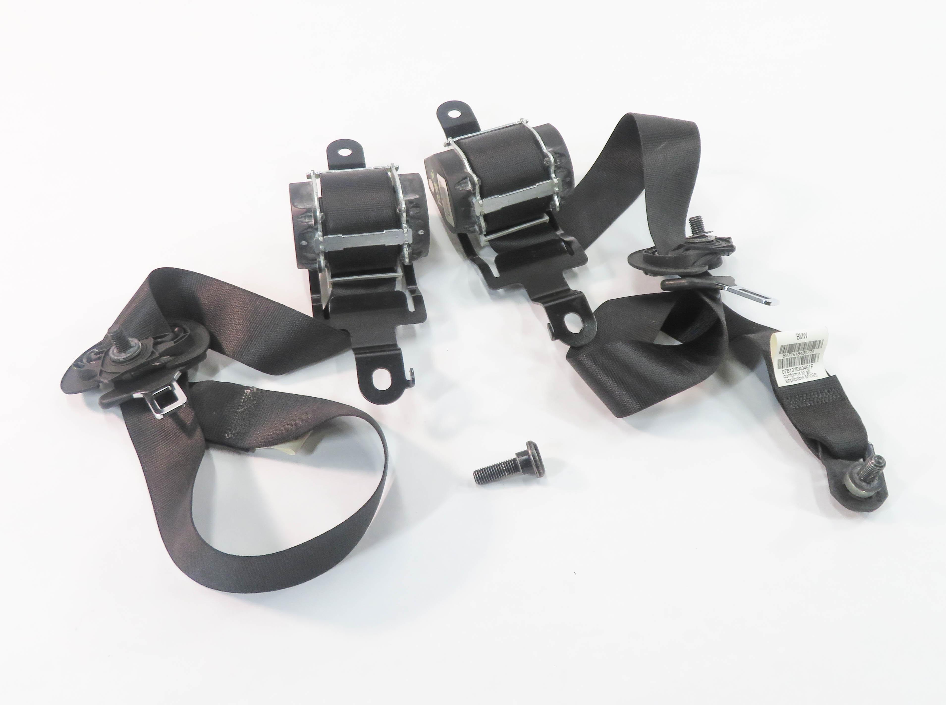 2007 BMW X5 (E70) REAR SECOND ROW SEAT - LEFT & RIGHT SEATBELT RETRACTOR (BLACK) — exact item pictured