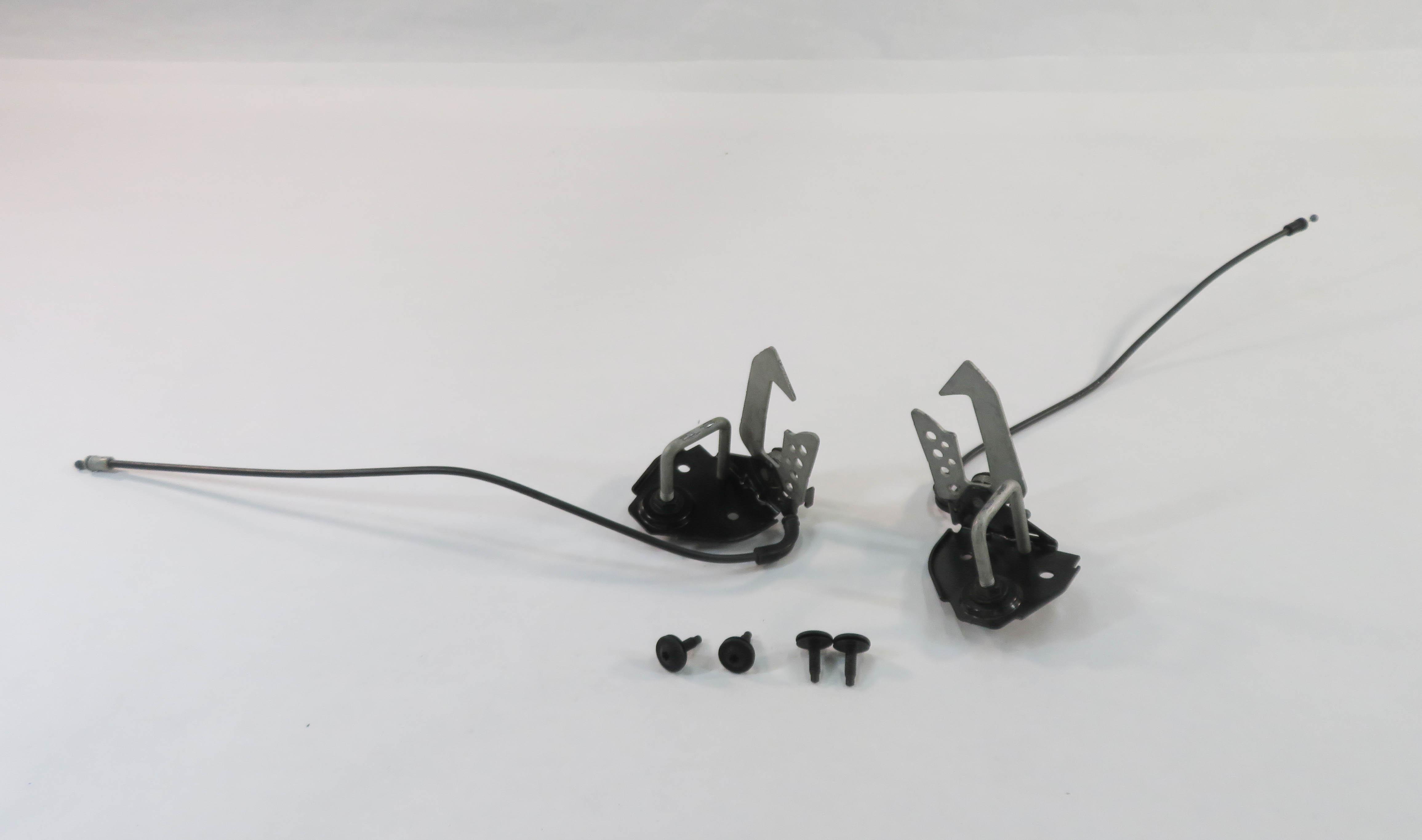 2011 BMW 535i (F10) FRONT LEFT & RIGHT UPPER HOOD LATCH SET-2 w/ CABLES — exact item pictured