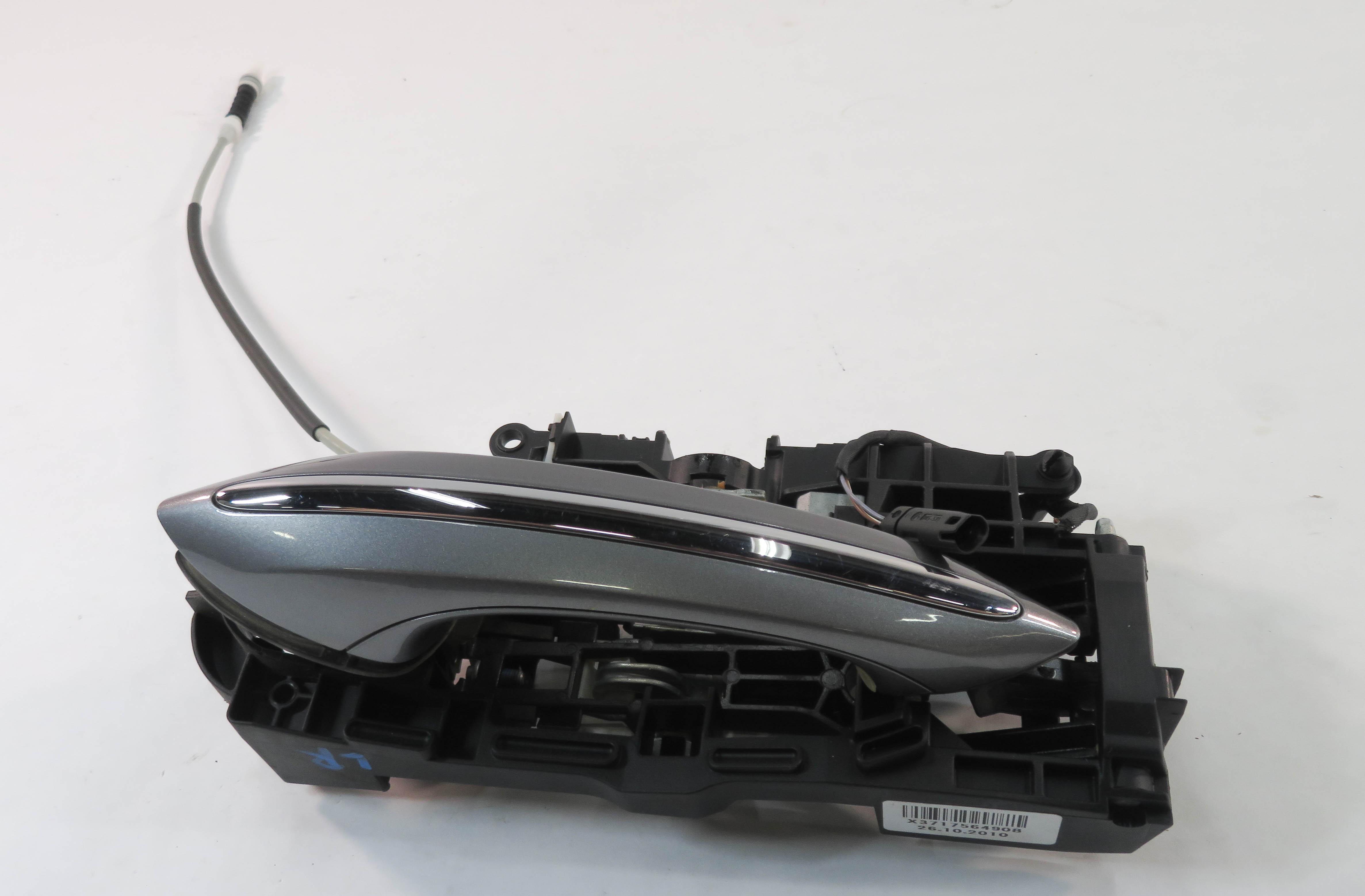 2011-2016 BMW 528i 535i 550i M5 (F10) LEFT REAR DOOR HANDLE w/ LIGHT (GRAY A52) — exact item pictured