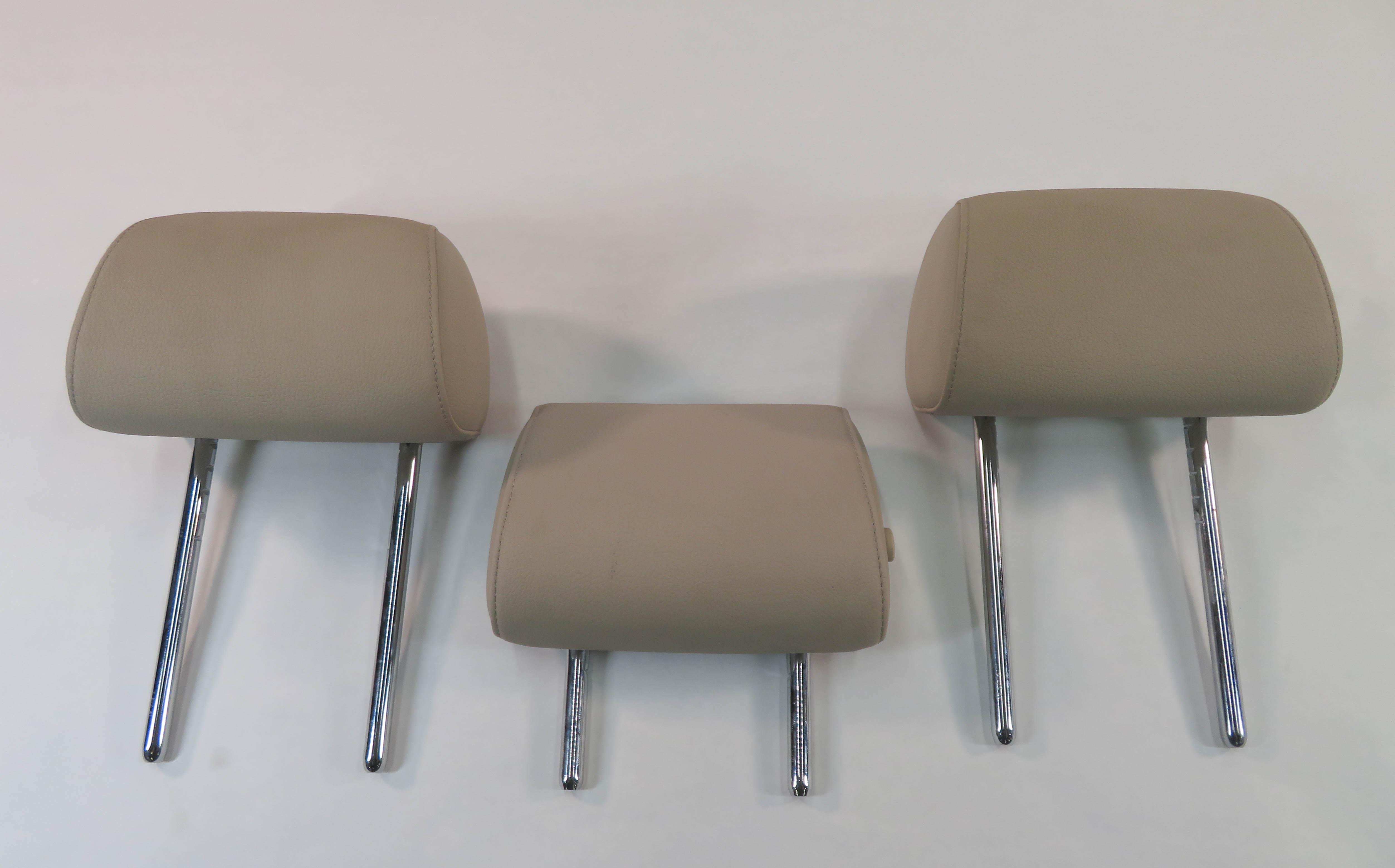 2011 BMW 535i (F10) REAR - LEFT / CENTER / RIGHT - OYSTER LEATHER HEADREST SET-3 — exact item pictured