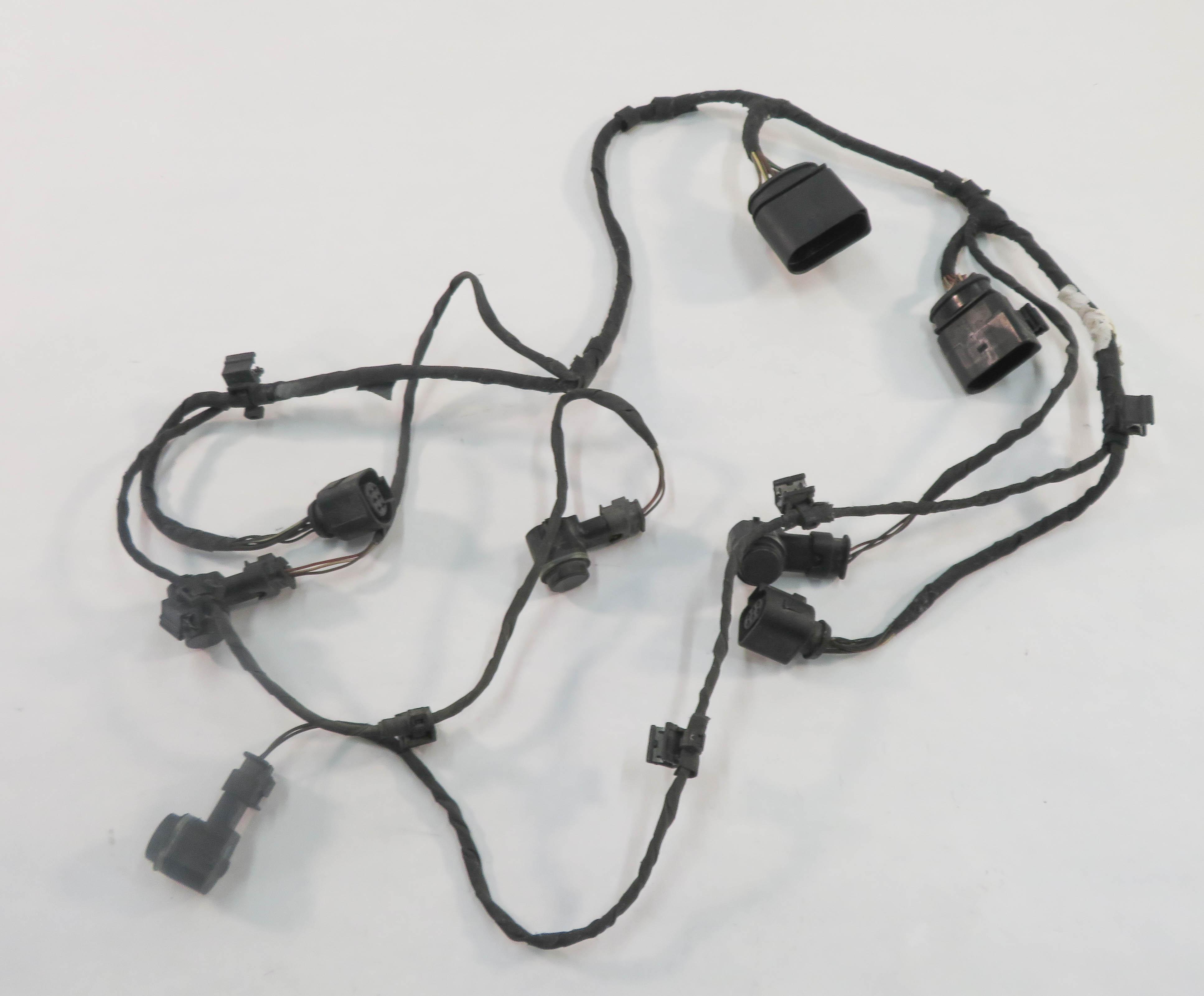 2010 AUDI Q7 (4L) REAR PDC PARK DISTANCE SENSOR SET-4 w/ HARNESS (BLACK LC9X) — exact item pictured