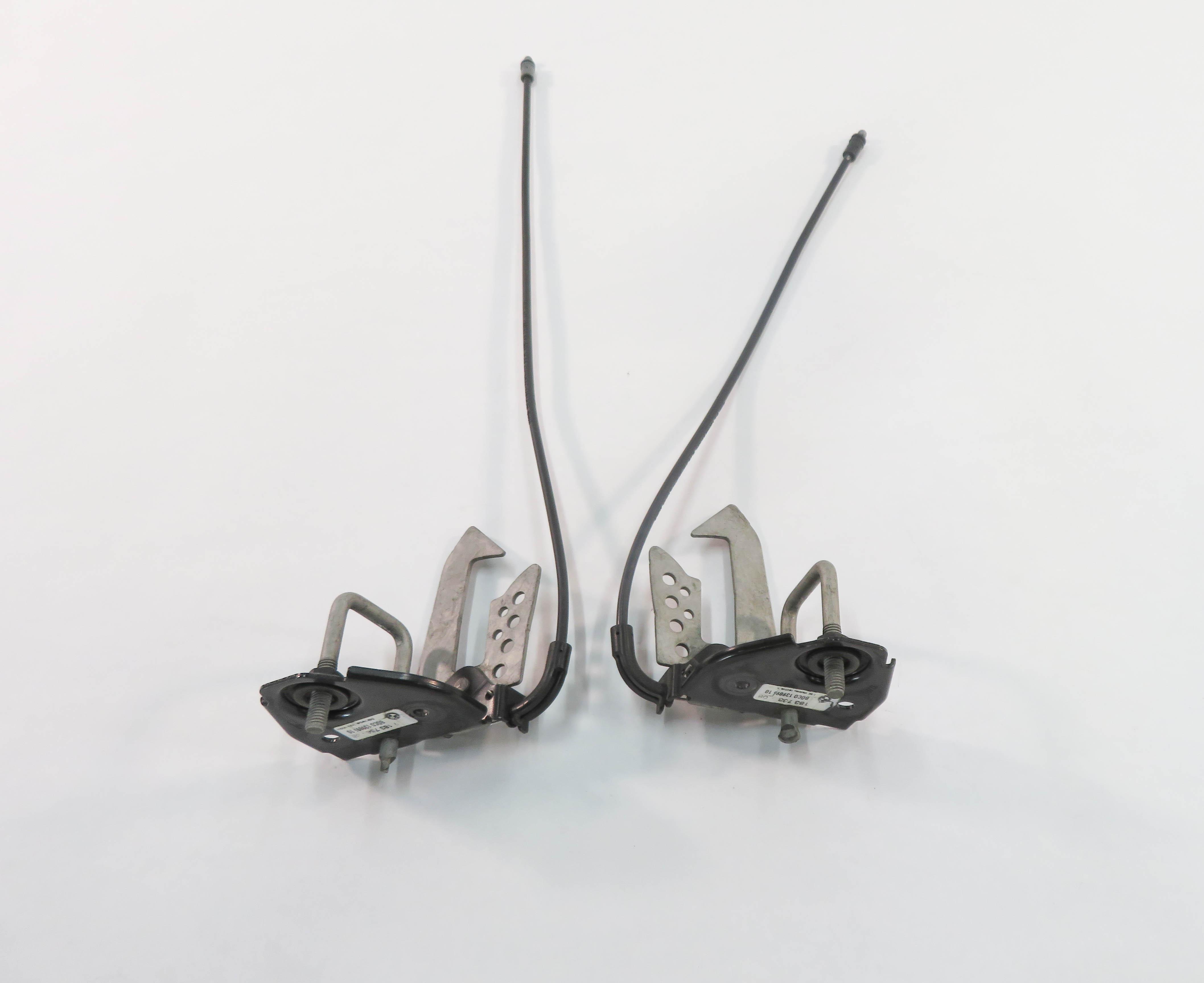 2009 BMW 750i (F01) FRONT LEFT & RIGHT HOOD SAFETY LOCK LATCH SET-2 w/ CABLES — exact item pictured