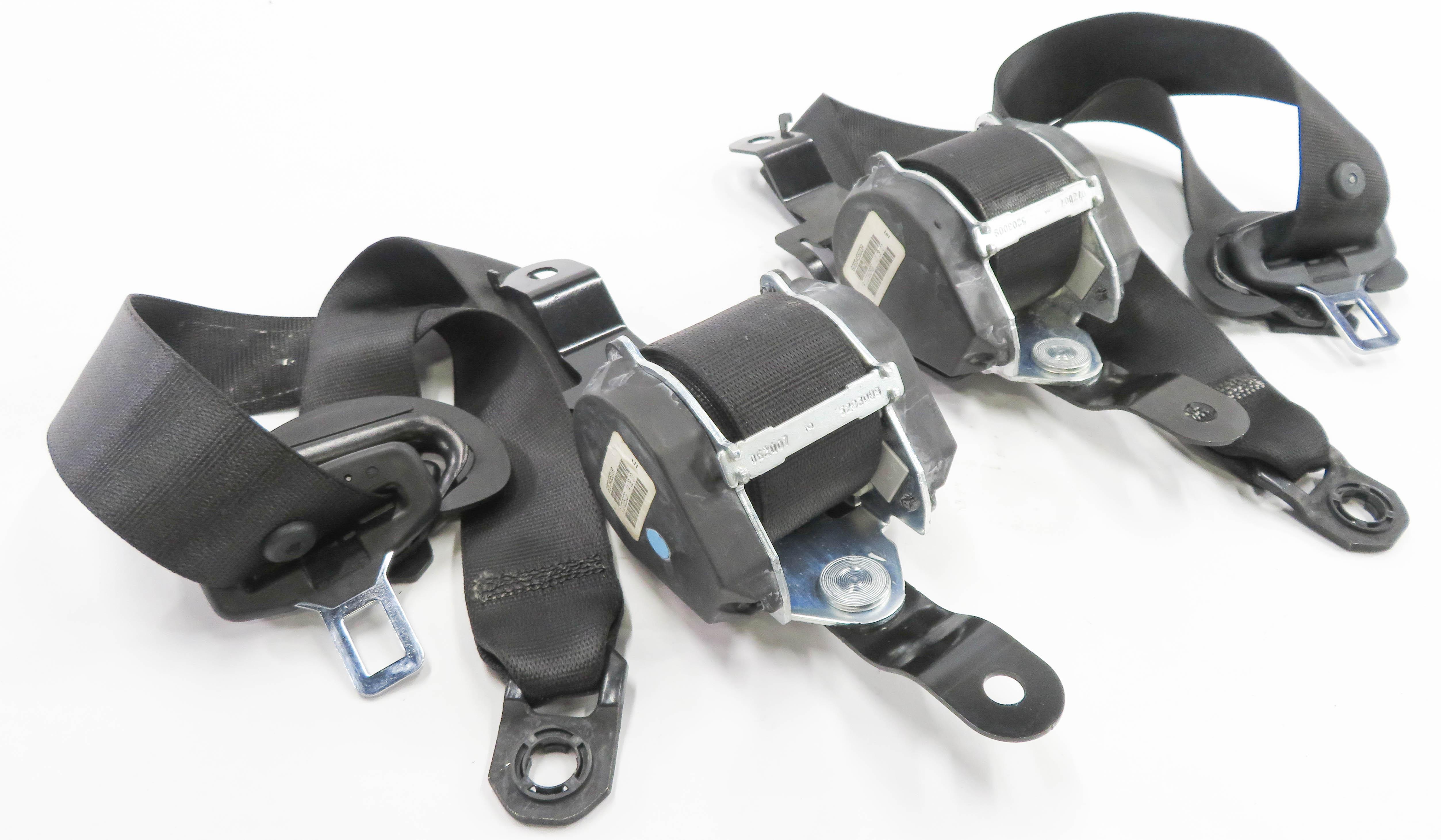 2008 BMW X5 (E70) LEFT & RIGHT REAR 2nd ROW SEAT SEATBELT RETRACTOR SET (BLACK) — exact item pictured