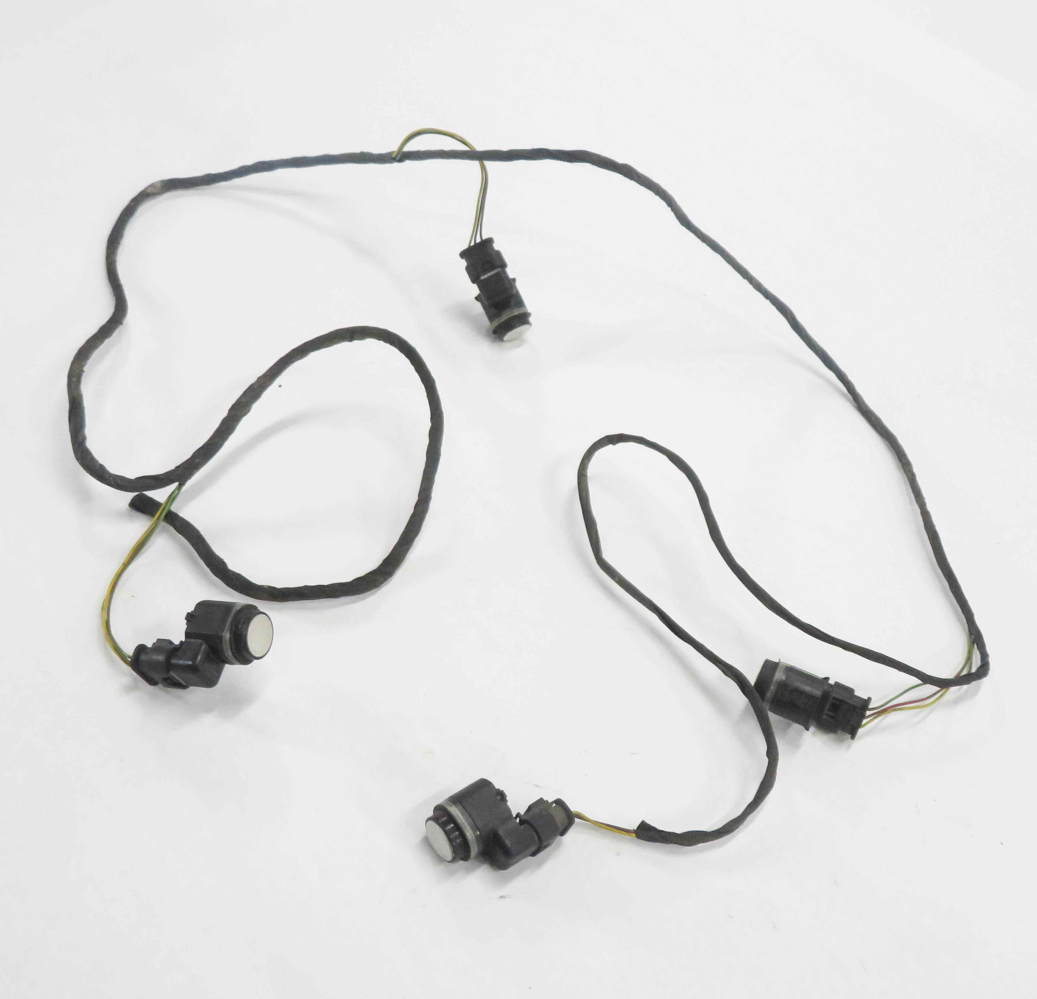 2011 BMW 750i (F01) REAR PDC PARK DISTANCE SENSOR SET-4 w/ HARNESS (WHITE A96) — exact item pictured