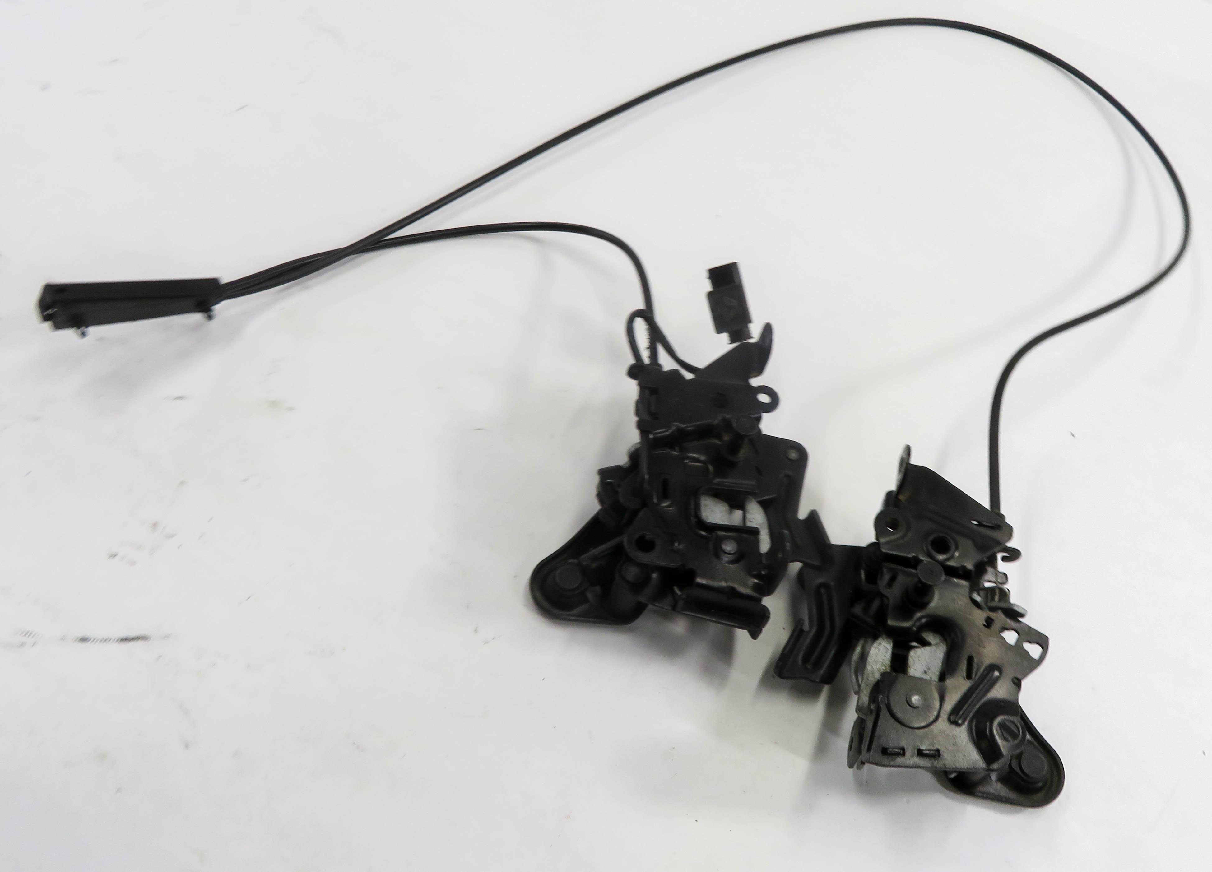 2014 BMW 750i (F01) FRONT LEFT & RIGHT LOWER HOOD LOCK LATCH SET-2 w/ CABLE — exact item pictured