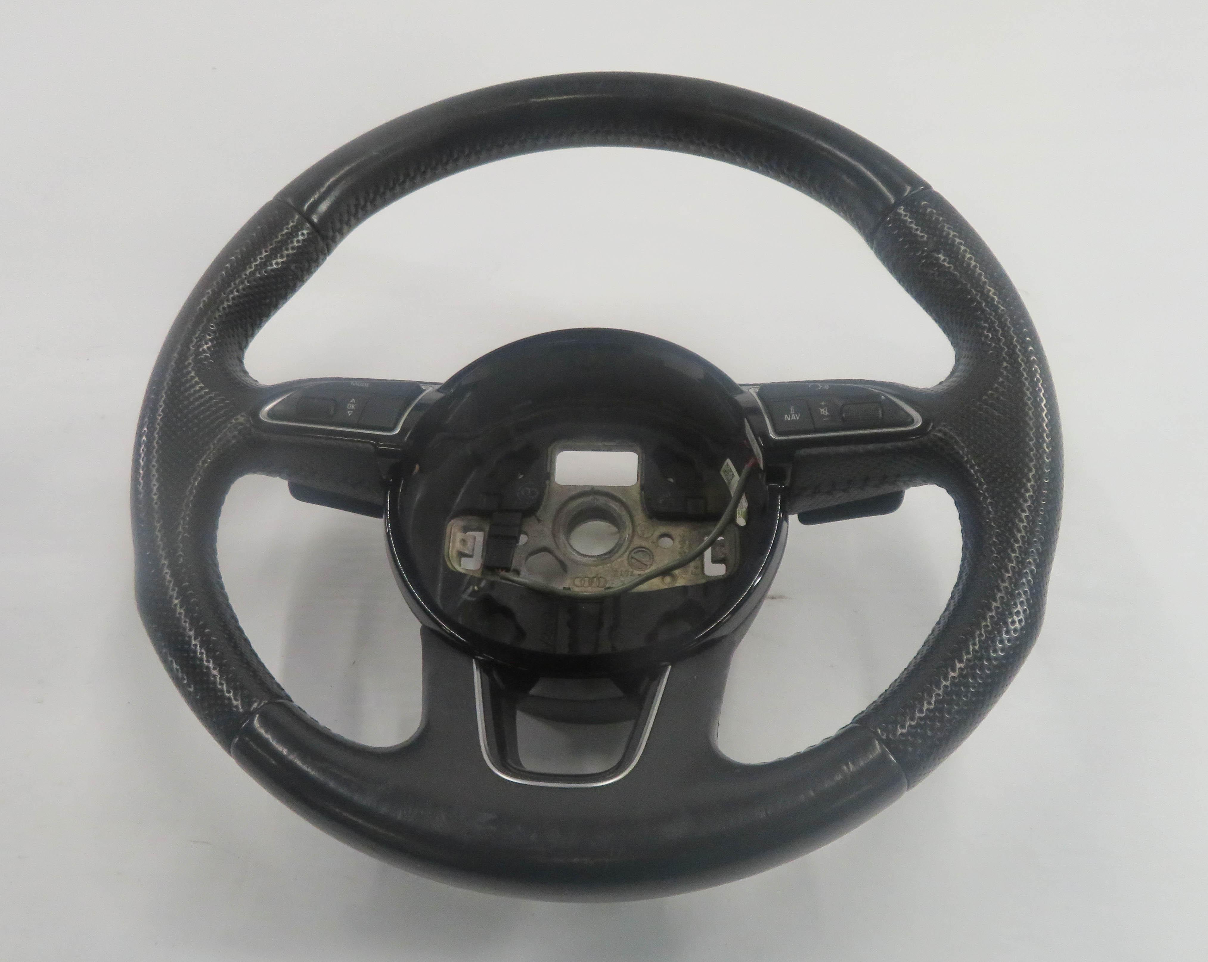 12-15 AUDI Q7 (4L) LEFT DRIVER 3-SPOKE S-LINE SPORT STEERING w/ PADDLES — exact item pictured