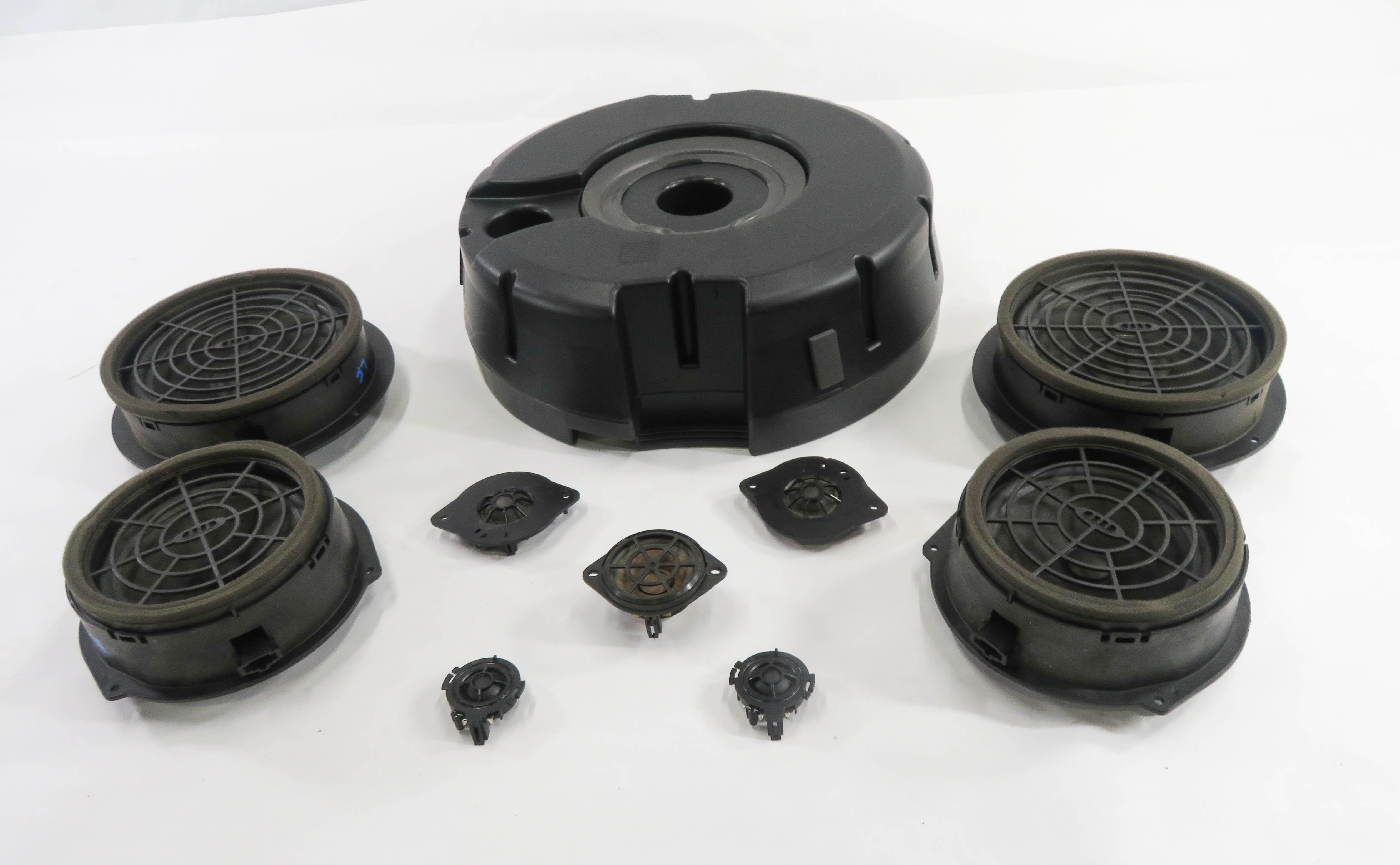 2010 AUDI Q5 (B8 8R) HIFI AUDIO SUBWOOFER SUB WOOFER TWEETER SPEAKER SET-10 — exact item pictured