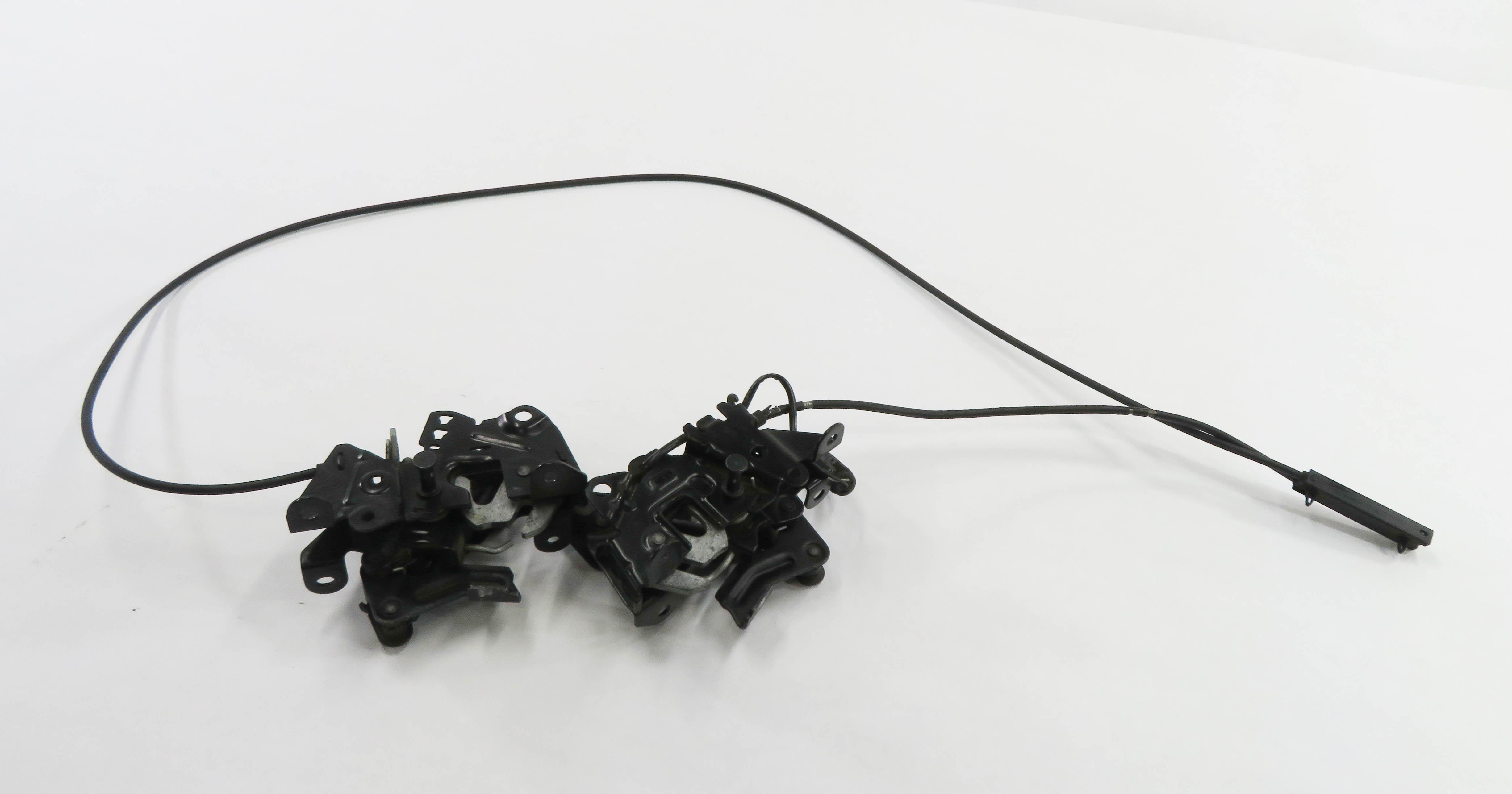 2012 BMW 535i (F10) FRONT LEFT & RIGHT LOWER HOOD LOCK LATCH SET-2 w/ CABLE — exact item pictured