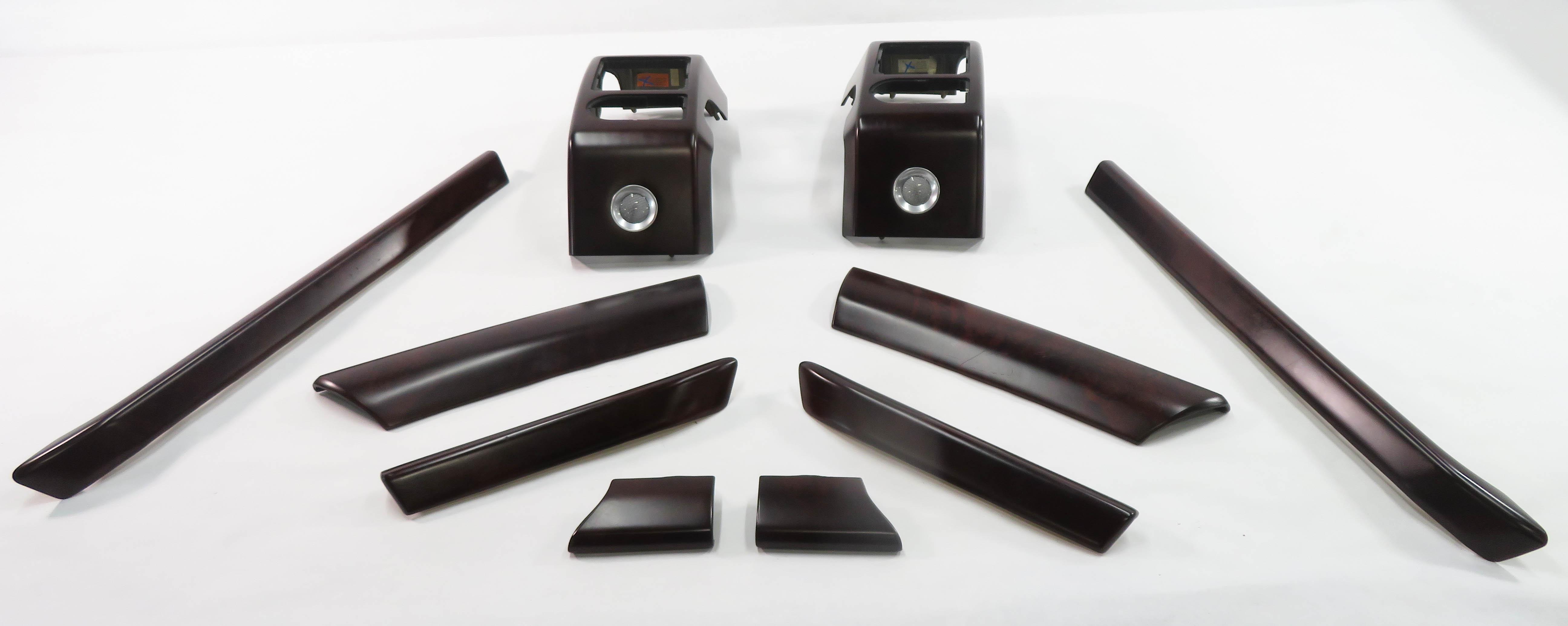 2006 RANGE ROVER (L322) DASH DOOR CONSOLE DARK WOOD GRAIN TRIM PANEL SET-10 — exact item pictured
