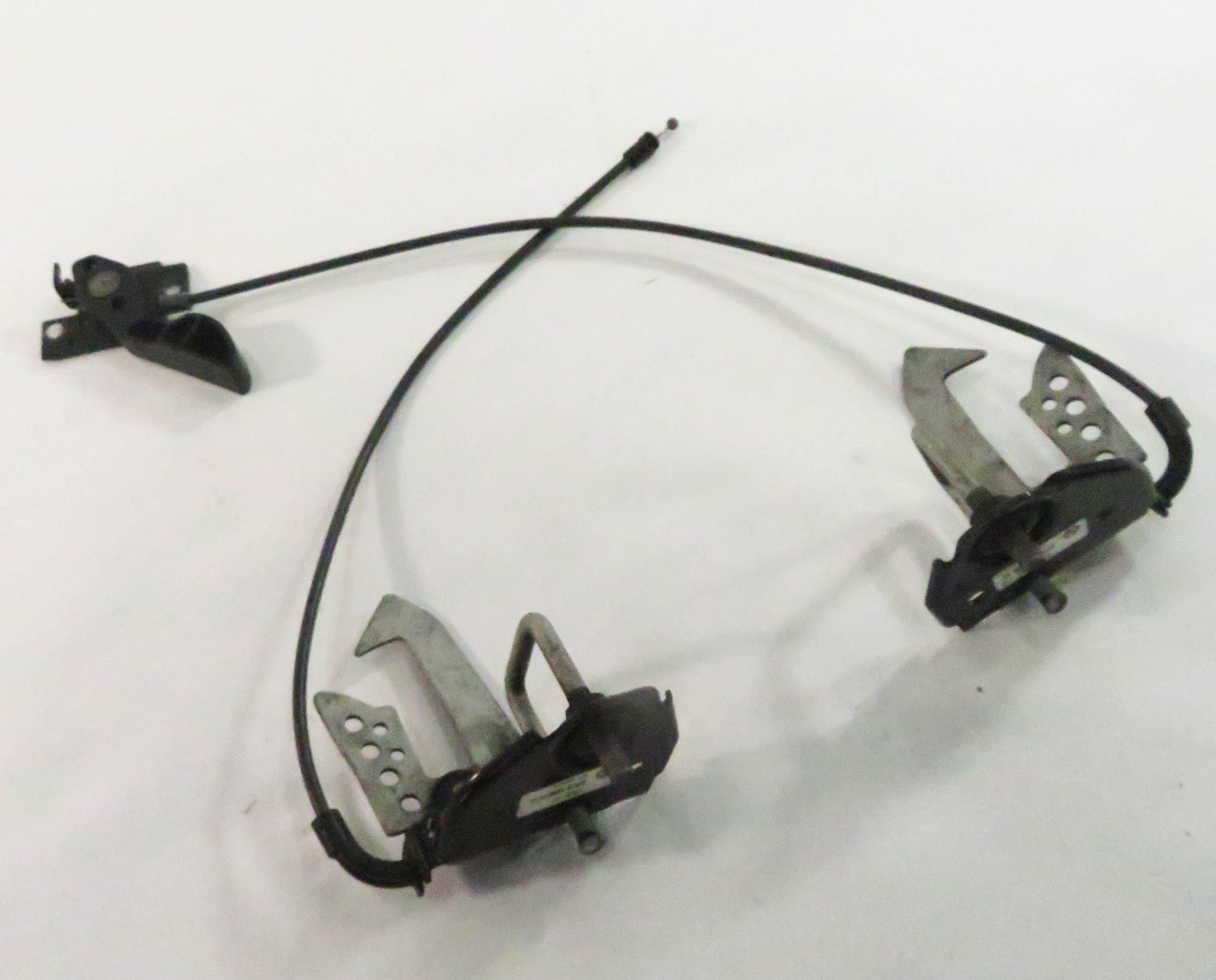 2010 BMW 750i (F01) FRONT UPPER HOOD LOCK LATCH SET w/ CABLE & RELEASE HANDLE — exact item pictured