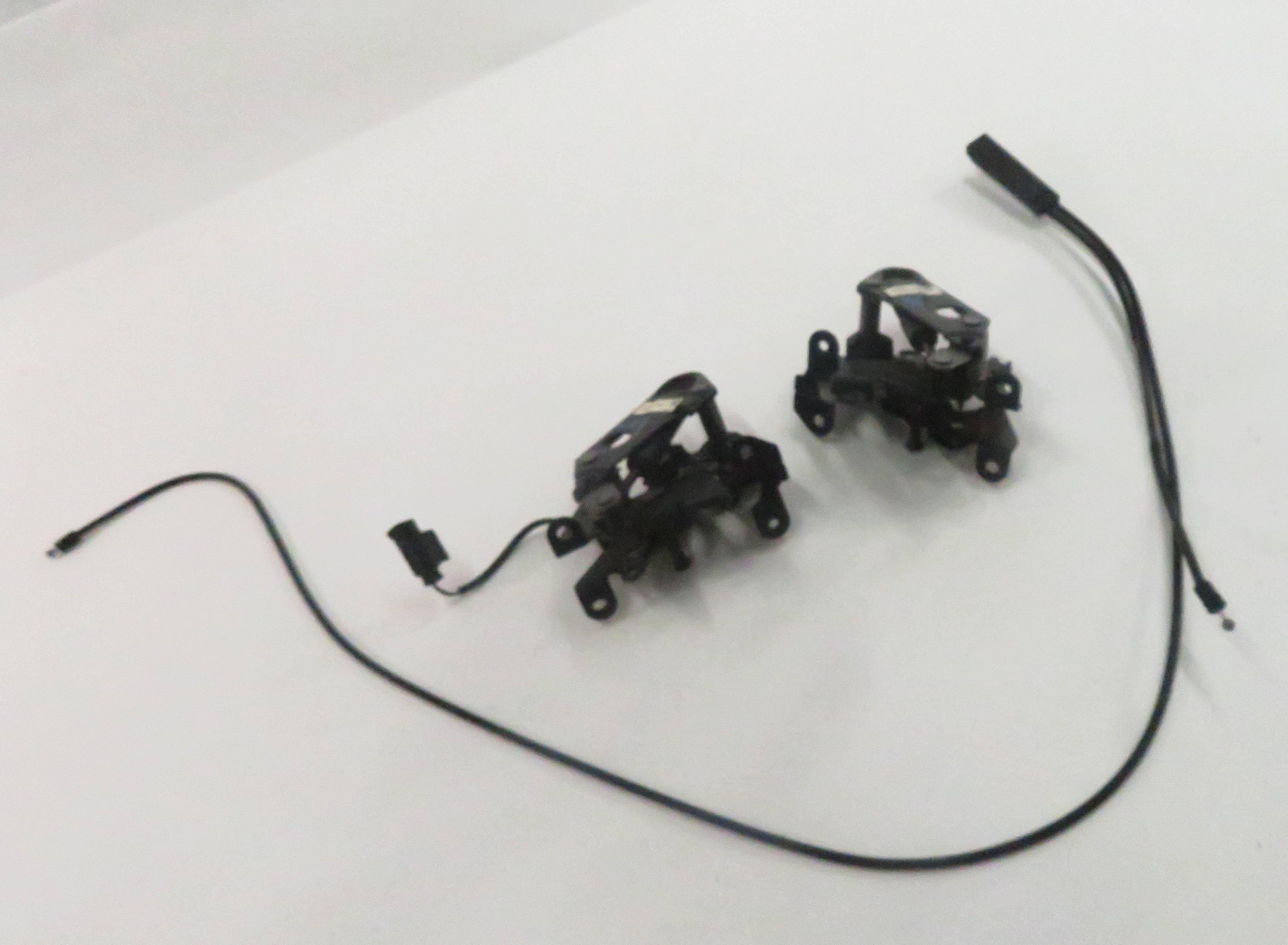 2009 BMW 750i (F01) FRONT LEFT & RIGHT LOWER HOOD LOCK LATCH SET-2 w/ CABLE — exact item pictured