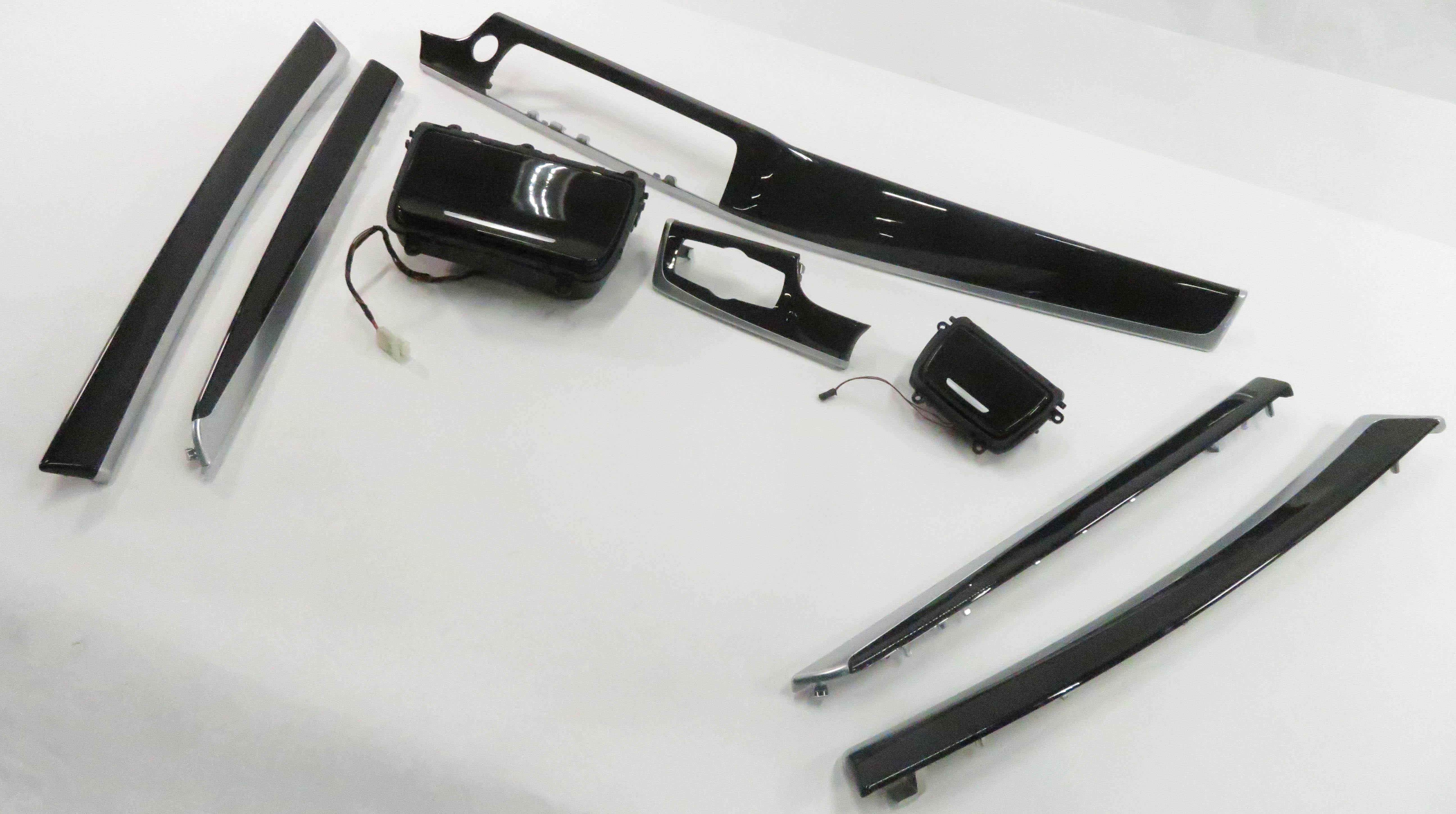 2011 BMW 550i (F10) DASH DOOR CONSOLE (FINELINE ANTHRACITE) WOOD GRAIN TRIM SET — exact item pictured