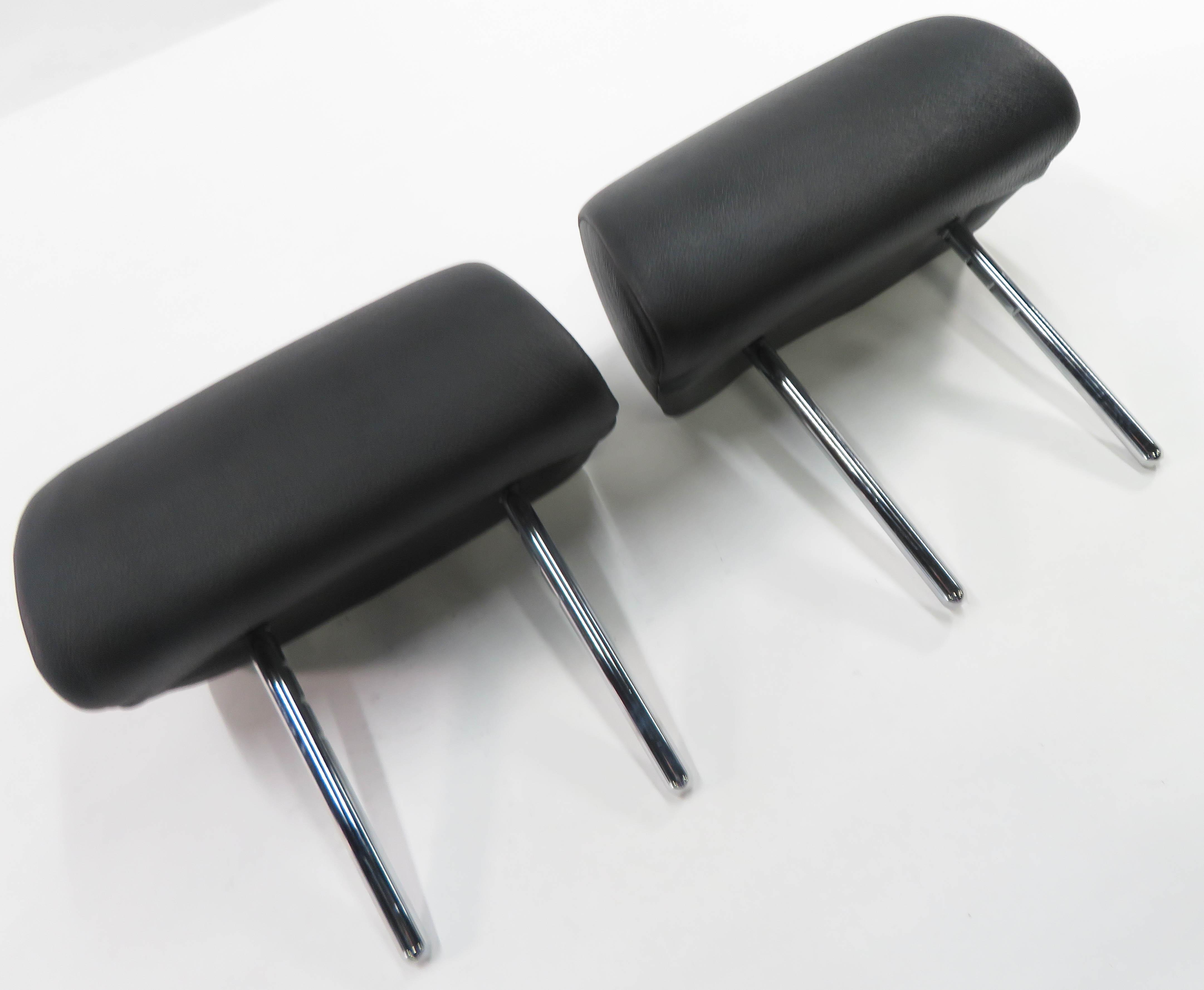 2008 BMW X5 (E70) REAR SEAT - LEFT & RIGHT BLACK LEATHER HEADREST SET-2 — exact item pictured