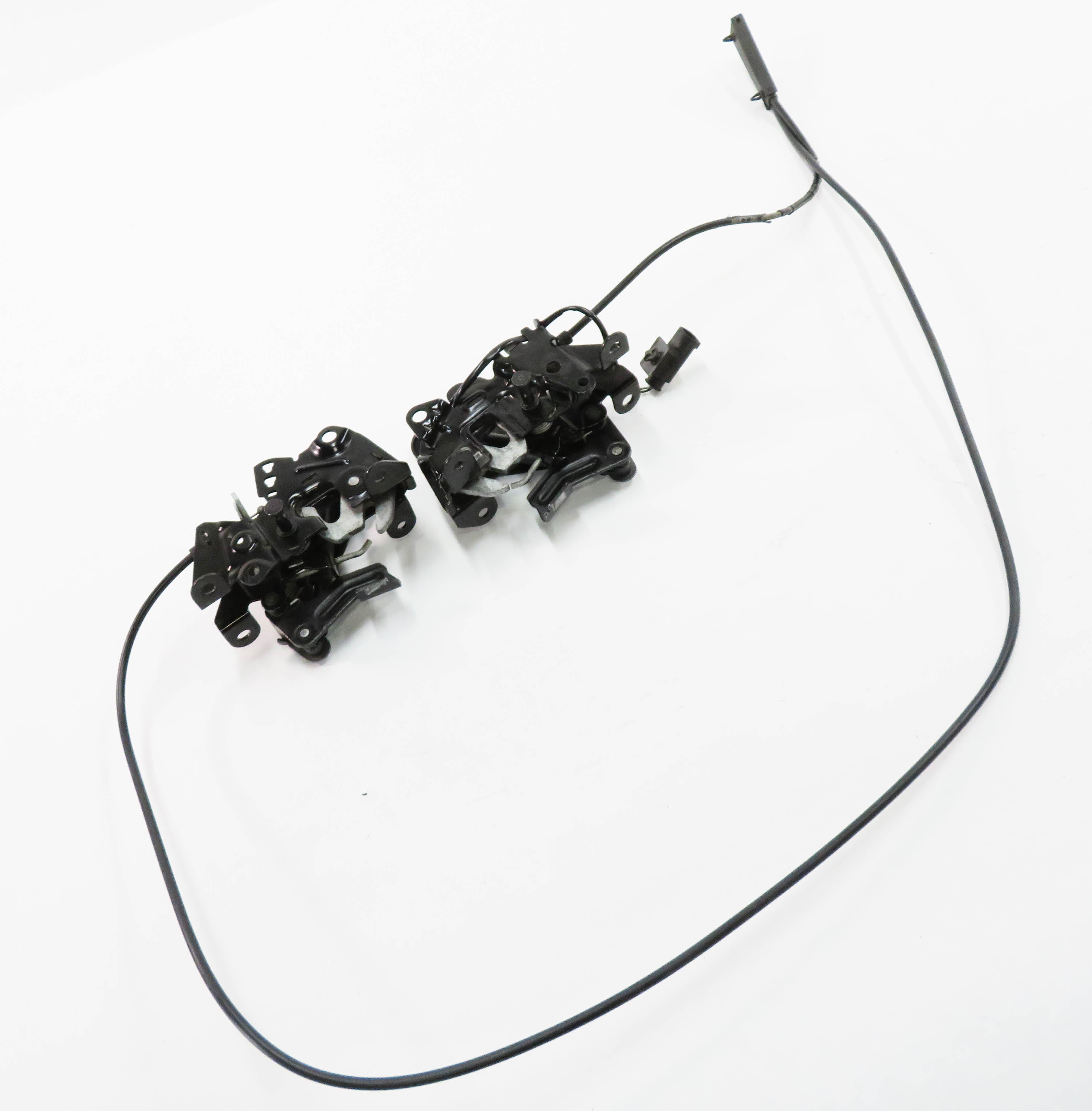 2011 BMW 535i (F10) FRONT LEFT & RIGHT LOWER HOOD LOCK LATCH SET-2 w/ CABLE — exact item pictured