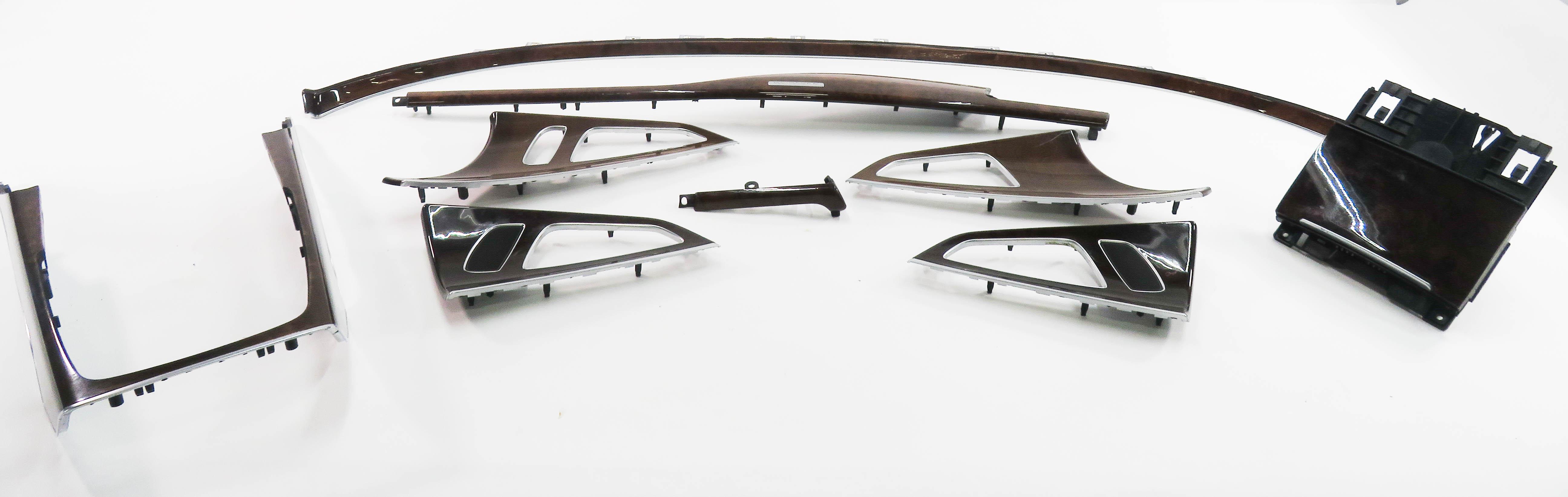 2013 AUDI A7 (C7 4G8) DASH DOOR CONSOLE (BURR WALNUT BROWN) WOOD GRAIN TRIM SET — exact item pictured