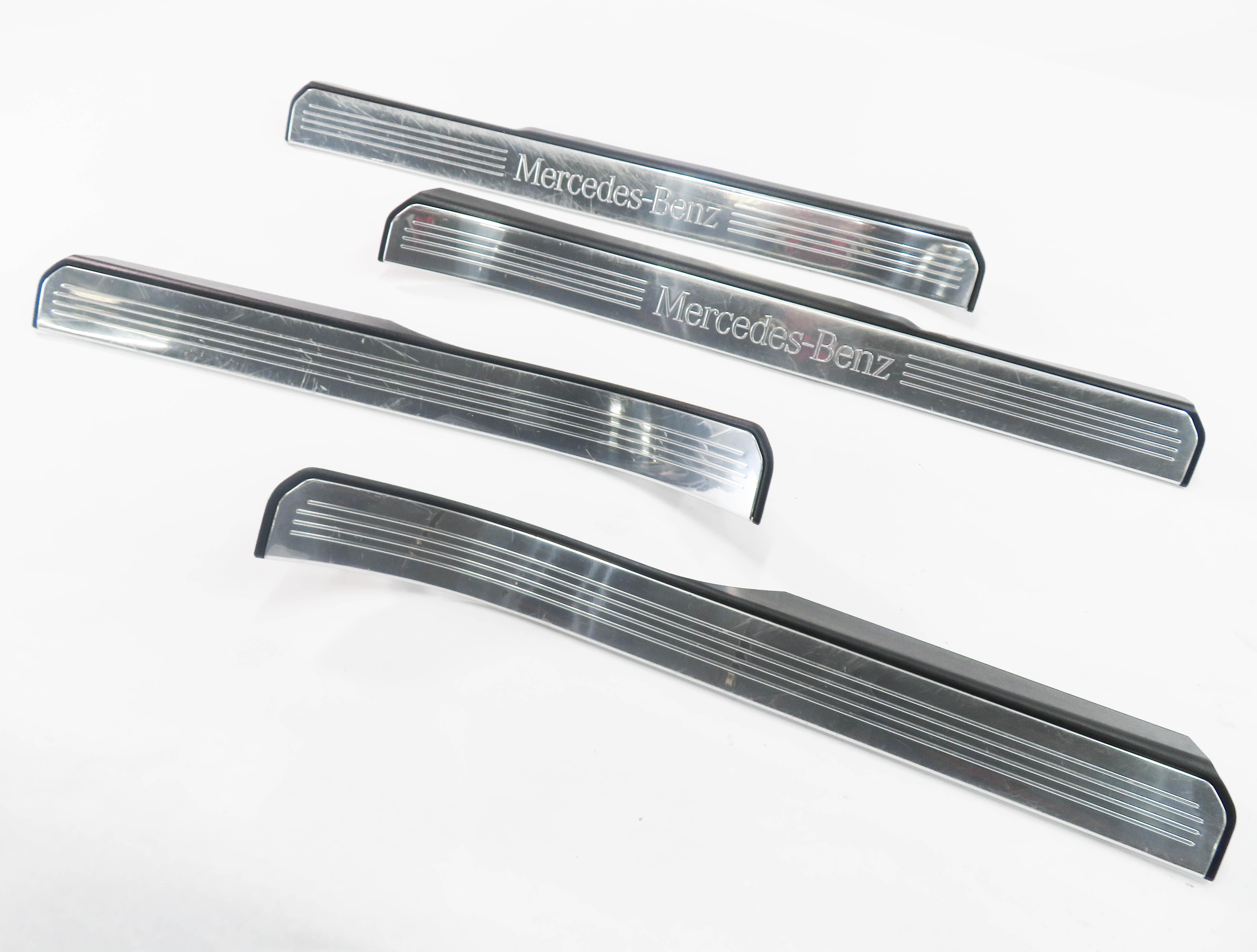 2010 MERCEDES S400 (W221) FRONT & REAR DOOR SILL SCUFF PANEL TRIM SET-4 — exact item pictured