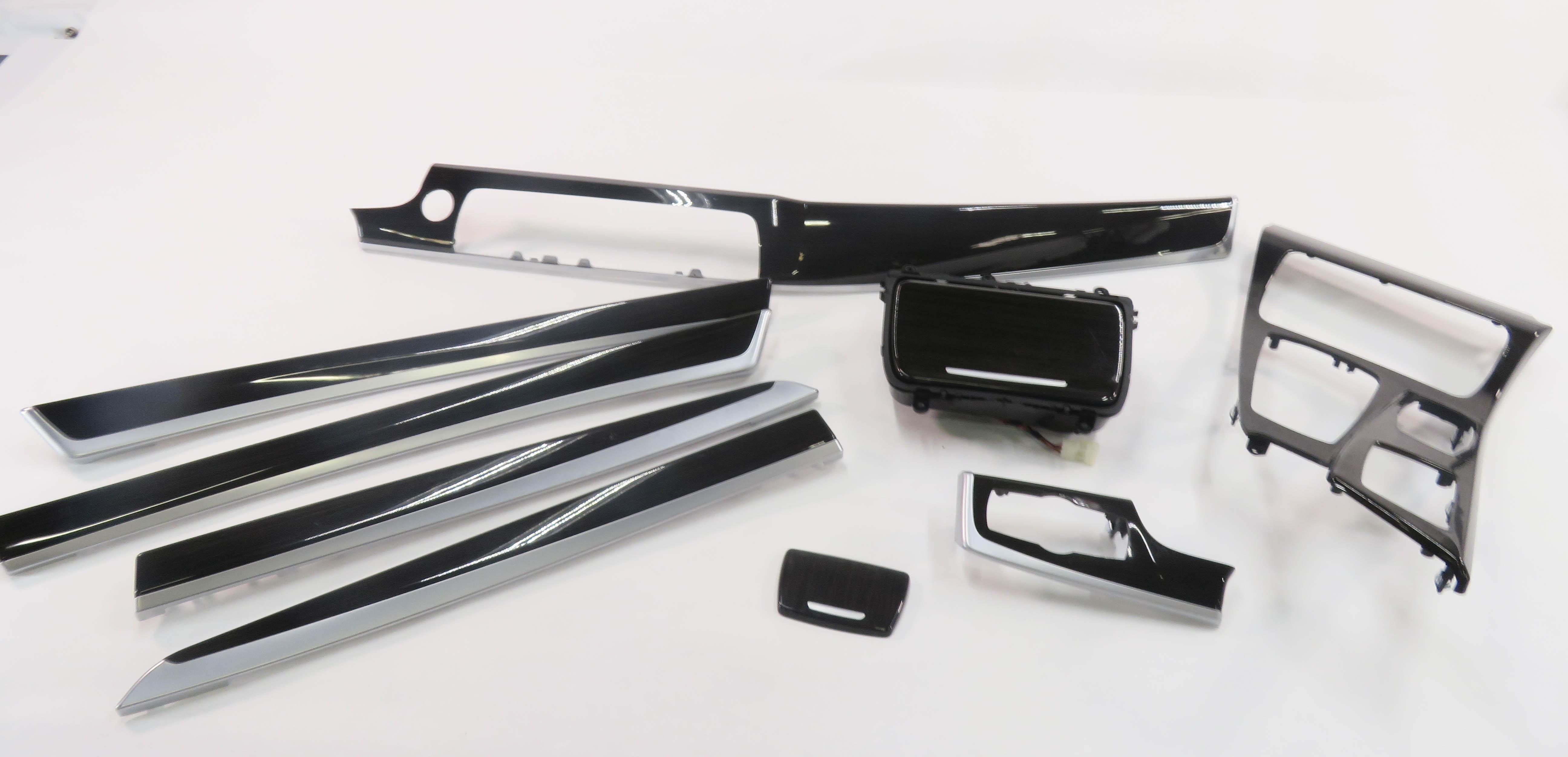 2012 BMW 550i (F10) DASH DOOR CONSOLE WOOD GRAIN TRIM SET (FINELINE ANTHRACITE) — exact item pictured