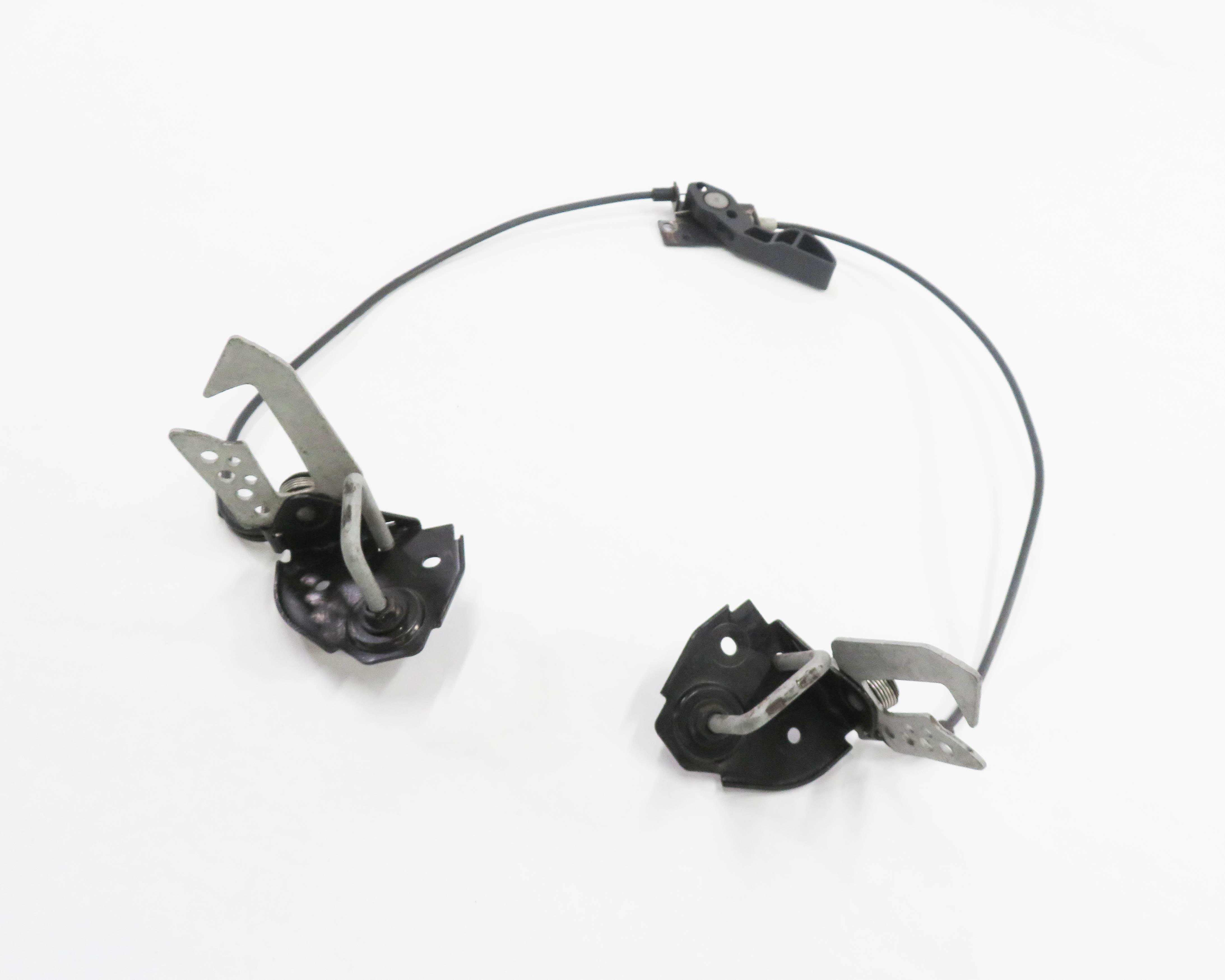 2012 BMW 750i (F01) FRONT UPPER HOOD SAFETY LATCH SET w/ HANDLE & CABLE — exact item pictured