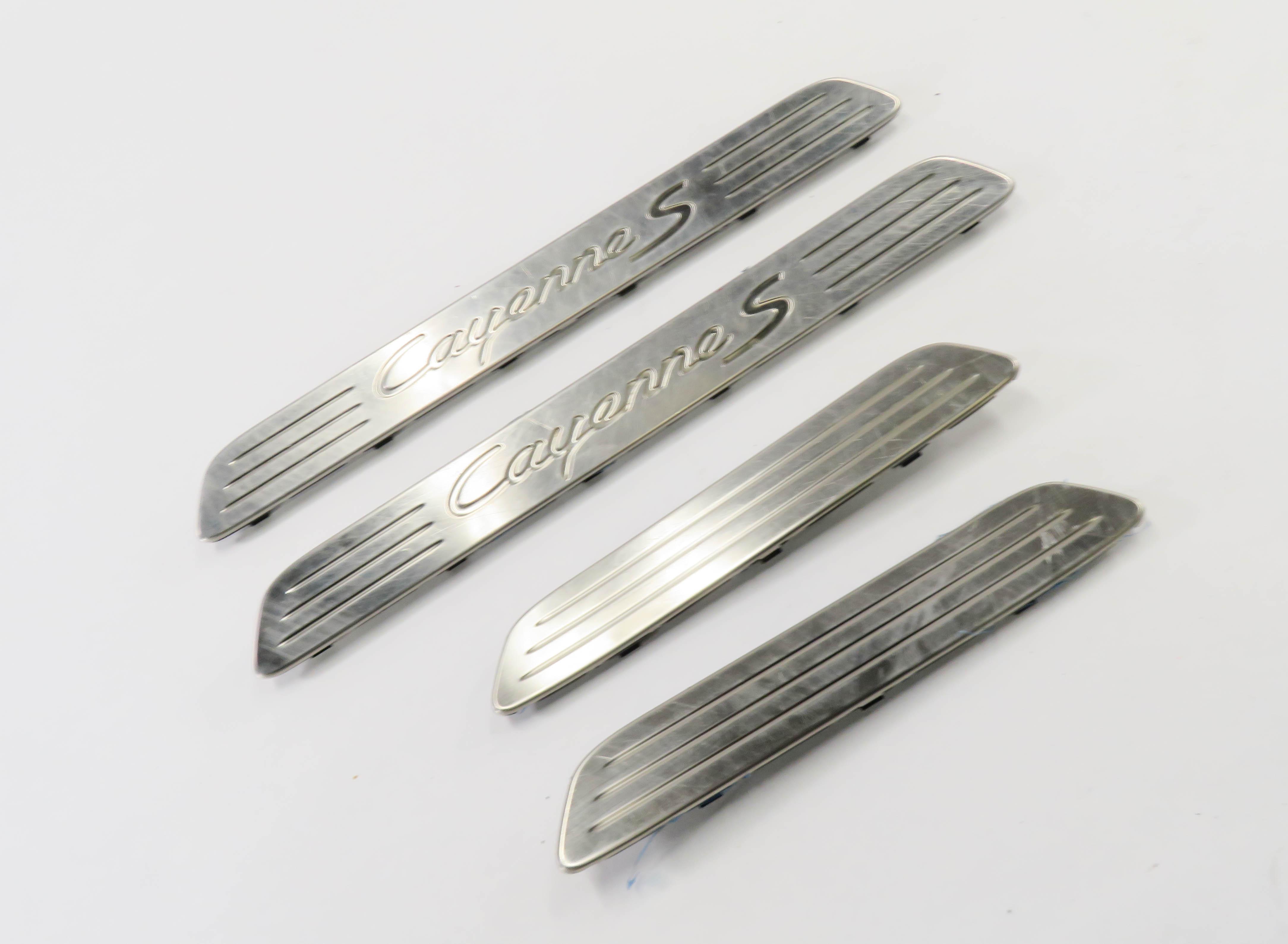 2016 PORSCHE CAYENNE (958) FRONT & REAR DOOR SILL SCUFF PANEL TRIM SET-4 — exact item pictured