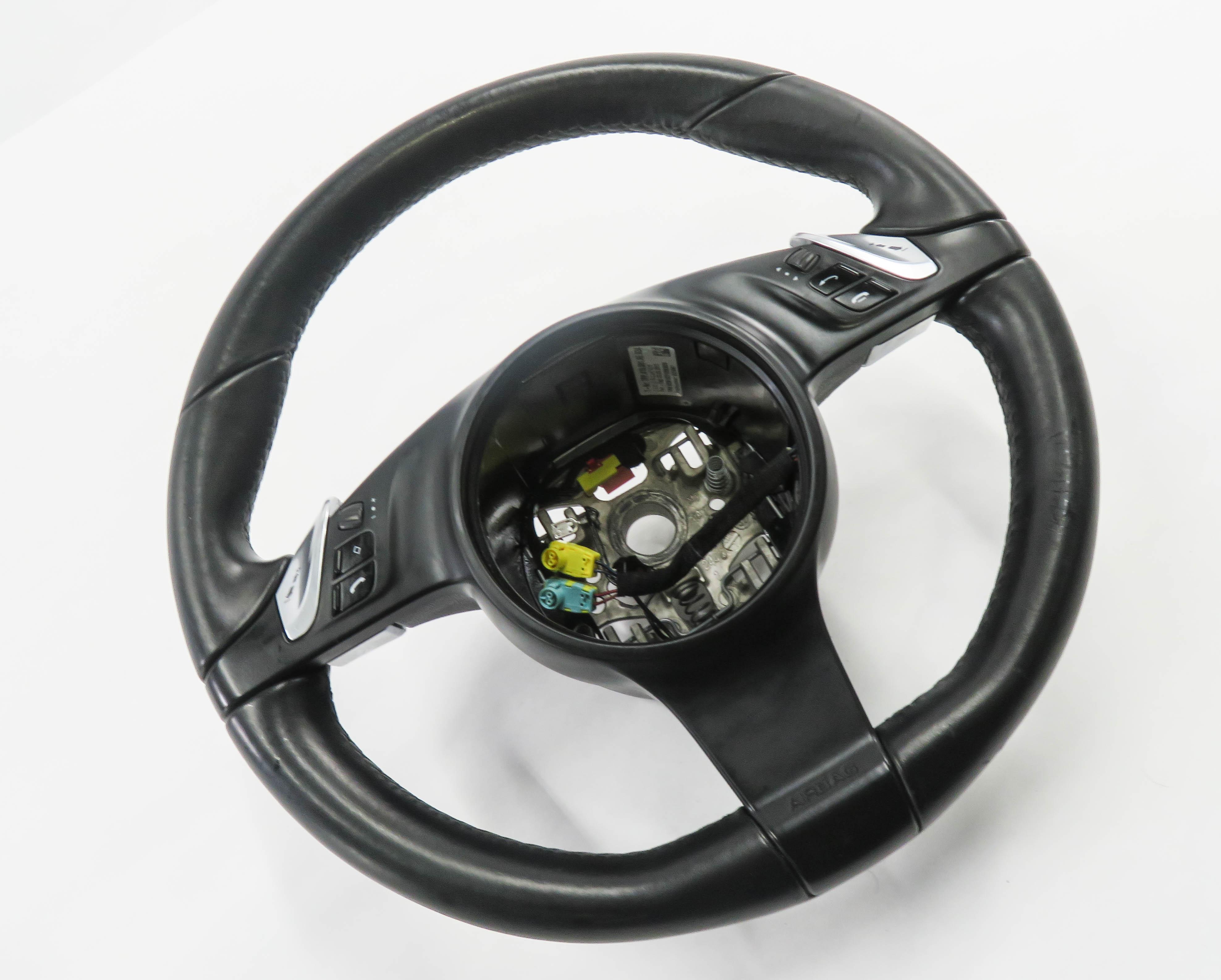 2010-2016 PORSCHE PANAMERA (970 G1) DRIVER WHEEL w/ SWITCHES (BLACK) — exact item pictured