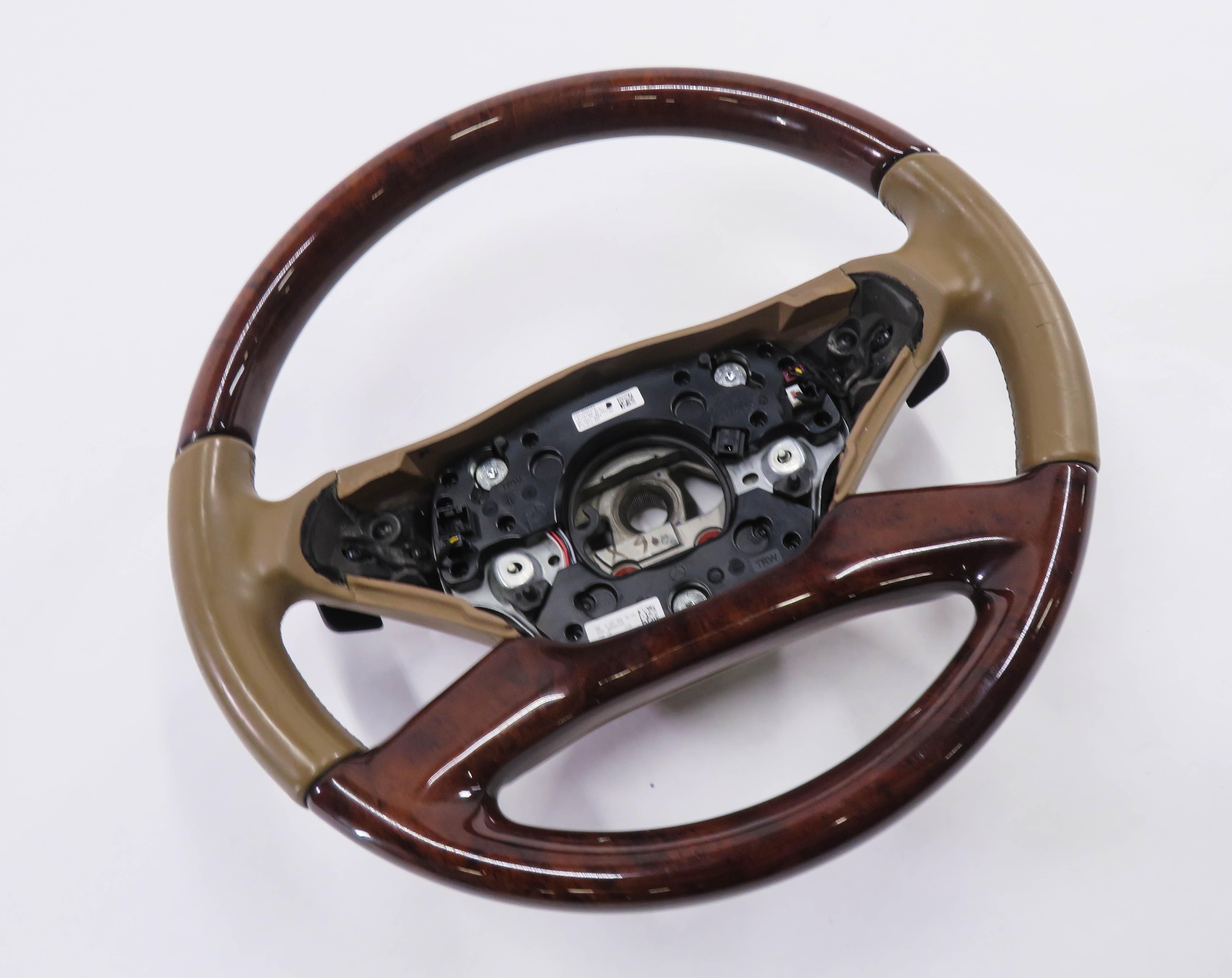 12-13 MERCEDES S350 S550 S600 (W221) LANE ASSIST STEER WHEEL (BROWN / WOOD) — exact item pictured