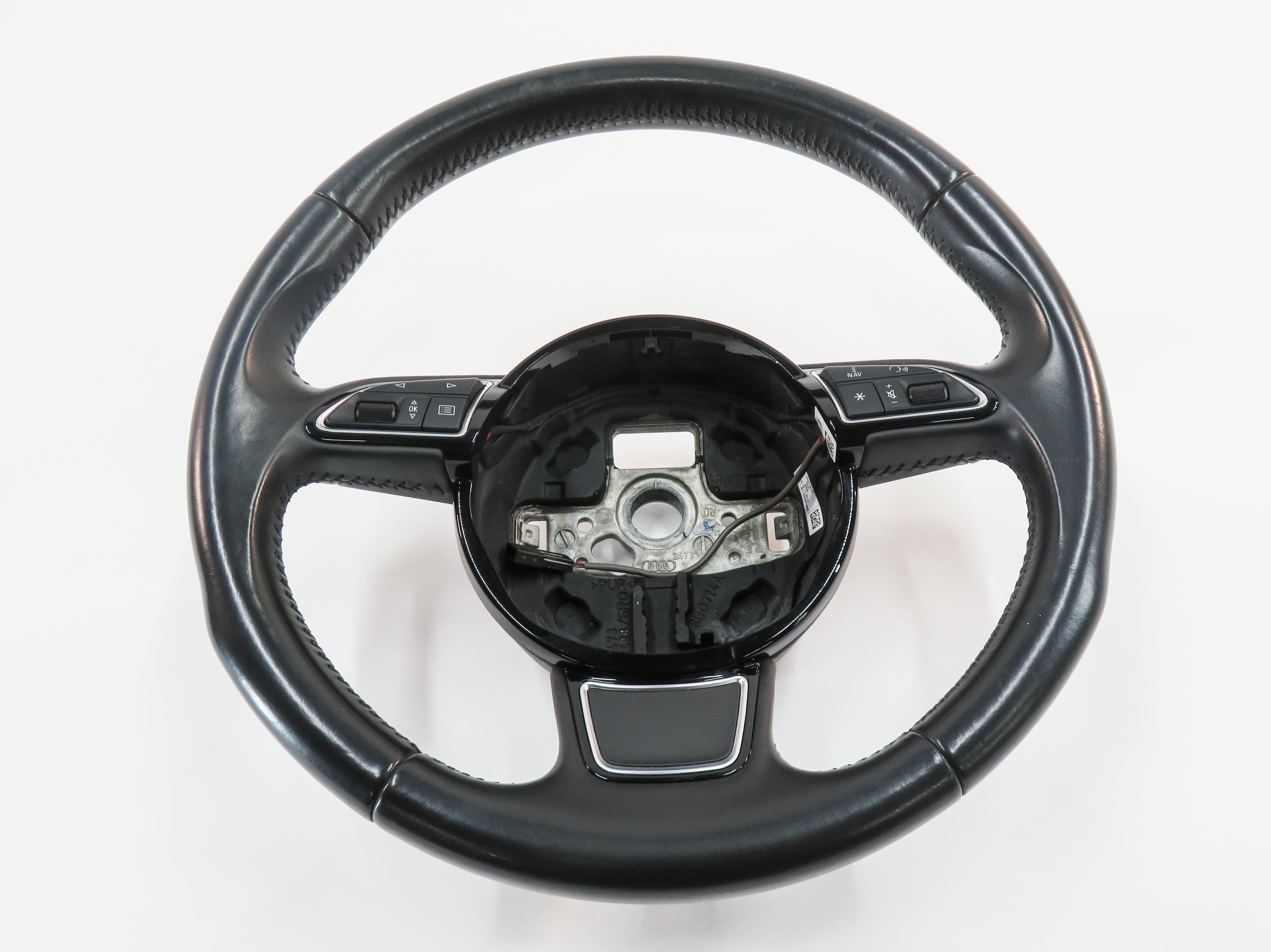 2015-2016 AUDI A3 (8V) LEFT DRIVER 3-SPOKE STEERING WHEEL (BLACK) — exact item pictured