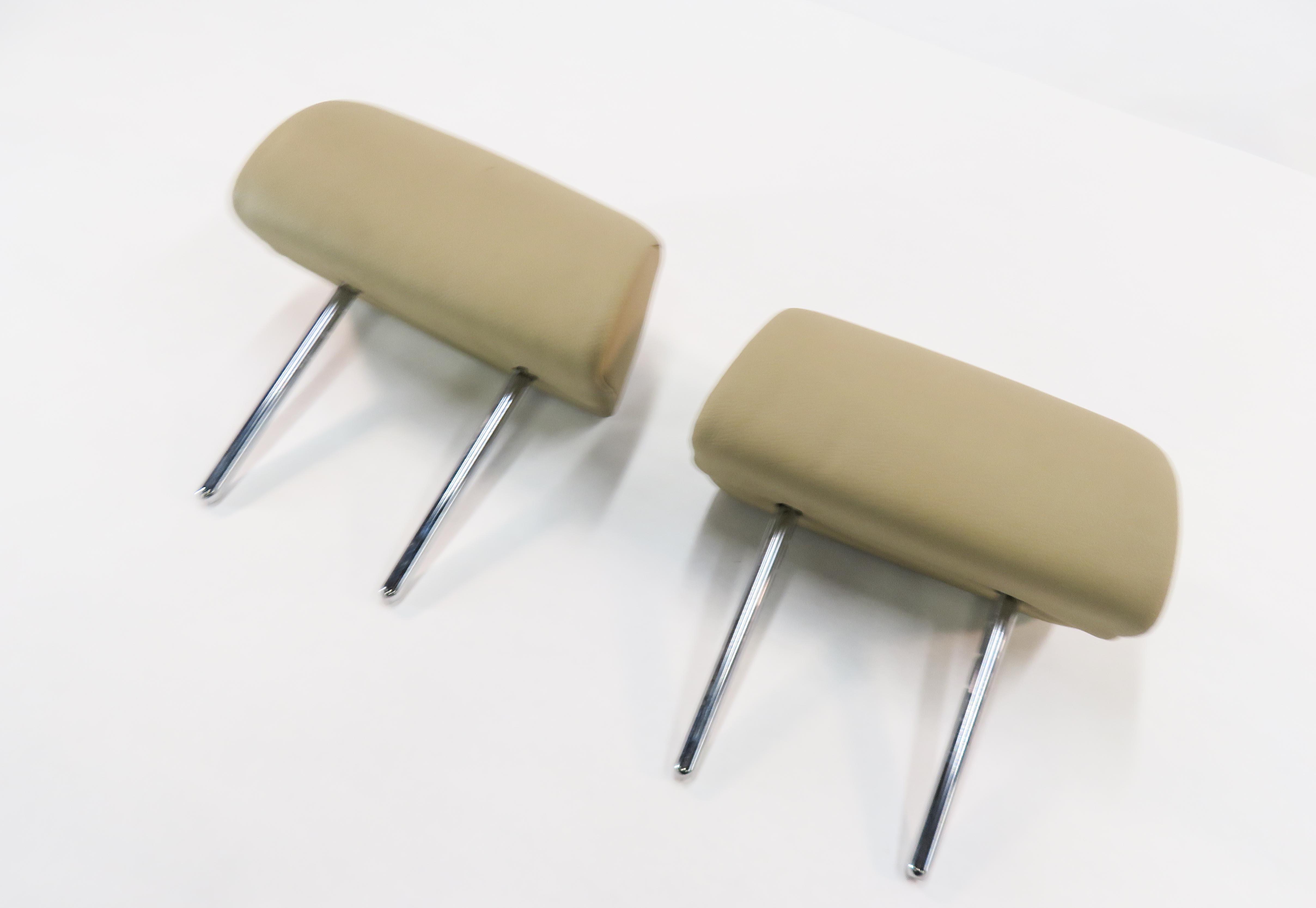 2011 BMW X5 (E70) LEFT & RIGHT REAR 2nd SECOND ROW SEAT HEADREST SET-2 (BEIGE) — exact item pictured
