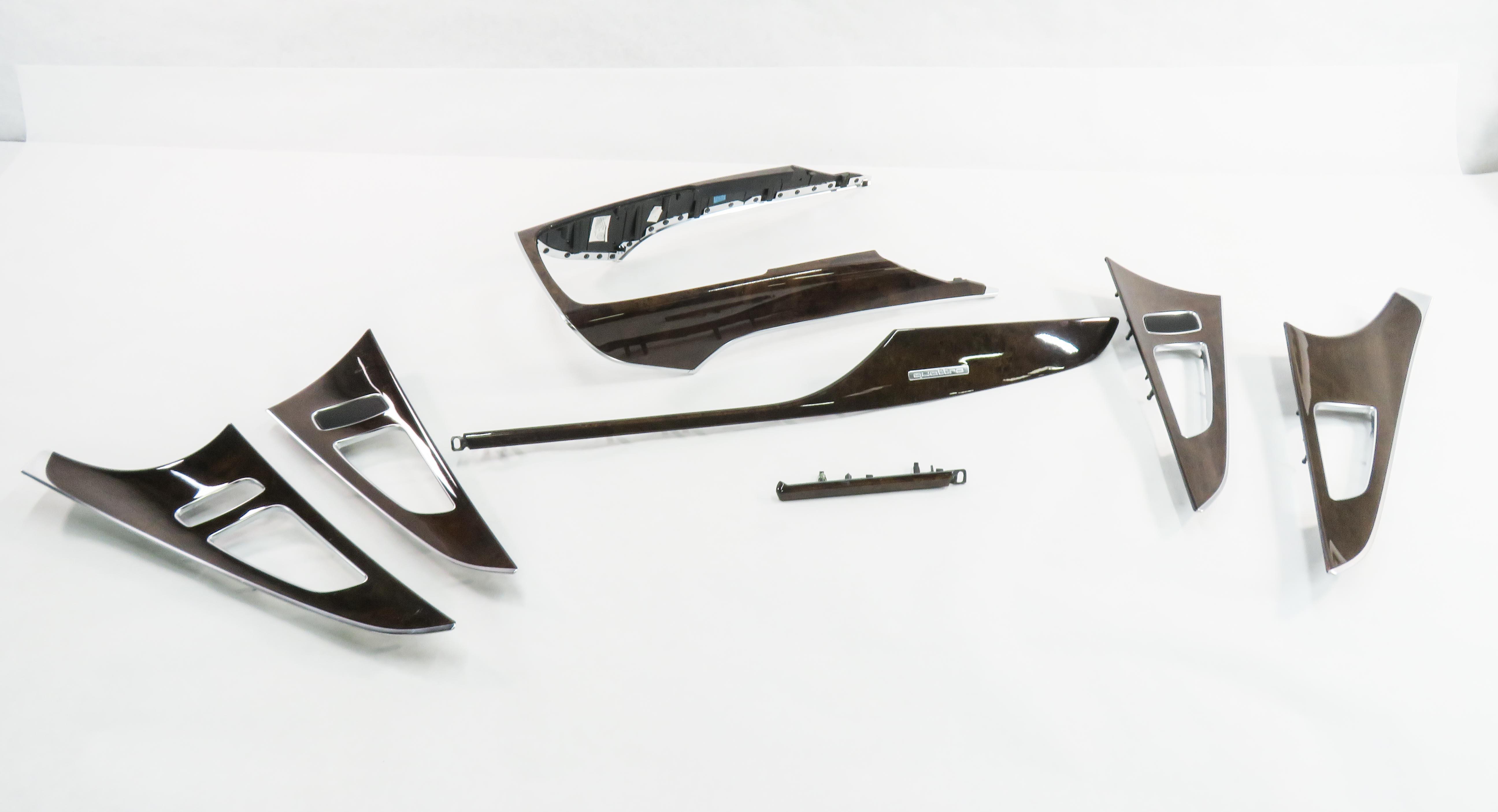 2013 AUDI A6 (C7) DASH DOOR CONSOLE WOOD GRAIN TRIM PANEL SET (DARK WALNUT WOOD) — exact item pictured