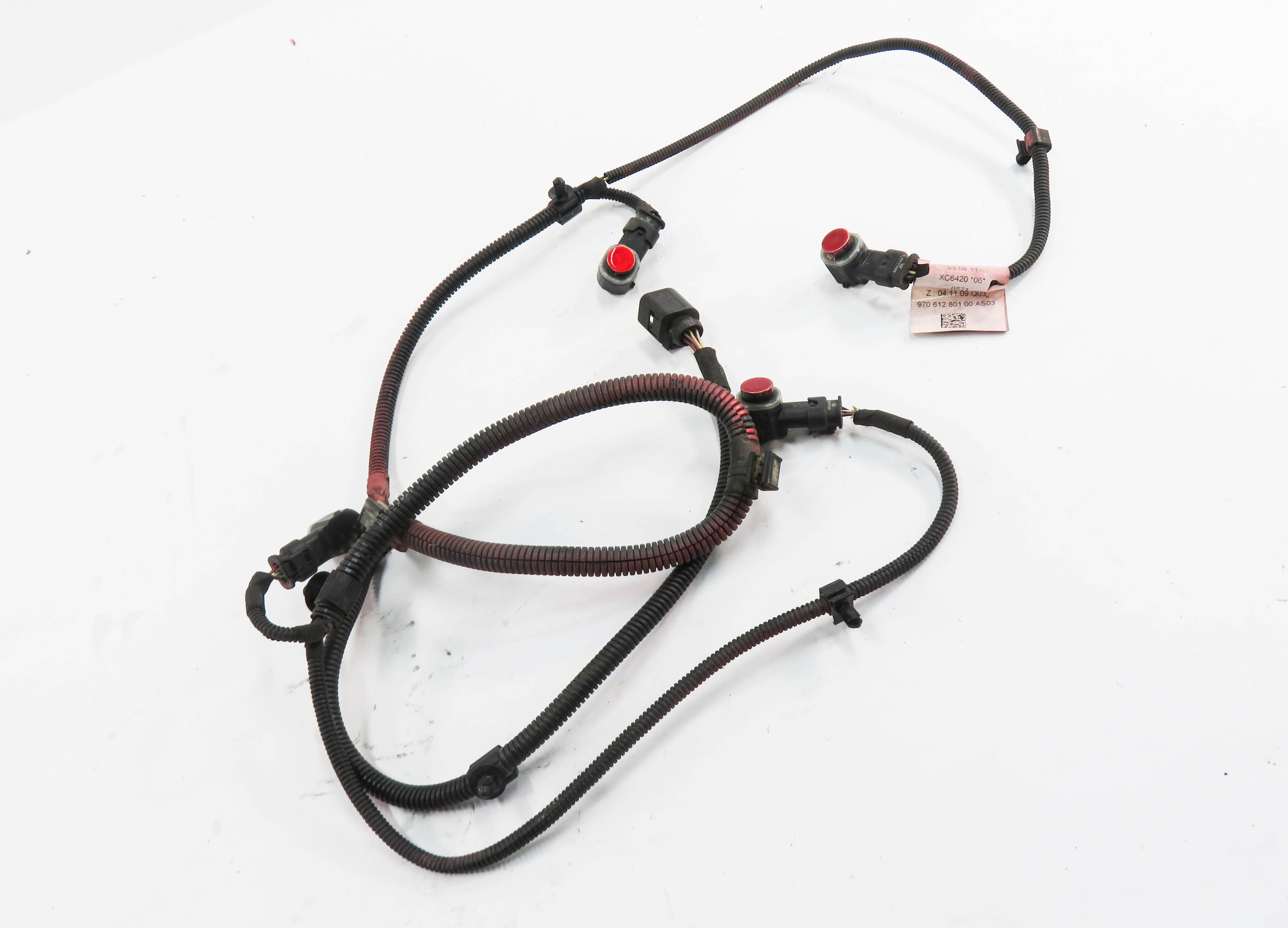 2011 PORSCHE PANAMERA (970 G1) REAR PDC PARK SENSOR SET w/ HARNESS (ORANGE) — exact item pictured