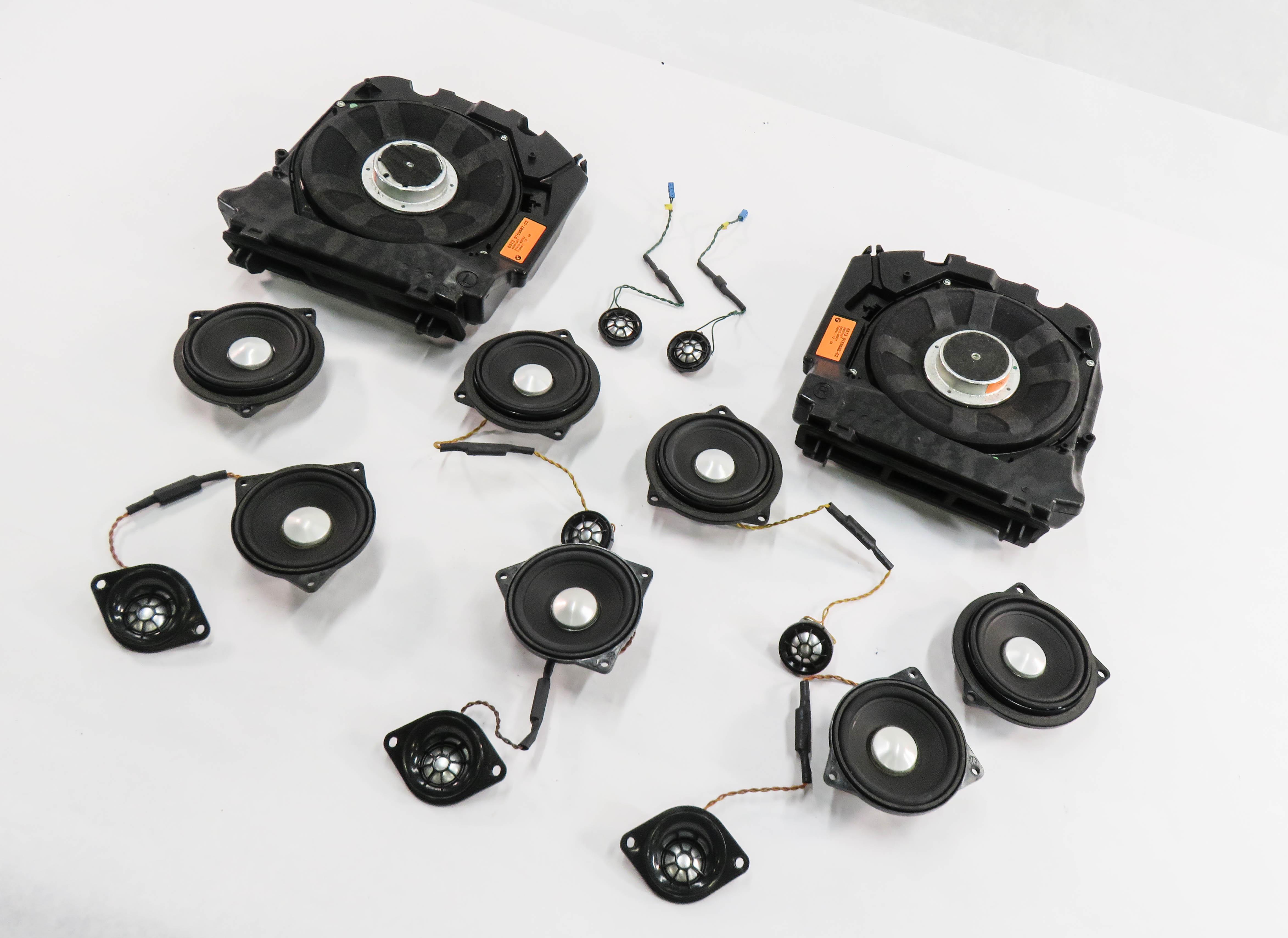 2011 BMW 535i (F10) RADIO STEREO HARMAN KARDON SUB SUBWOOFER TWEETER SPEAKER SET — exact item pictured