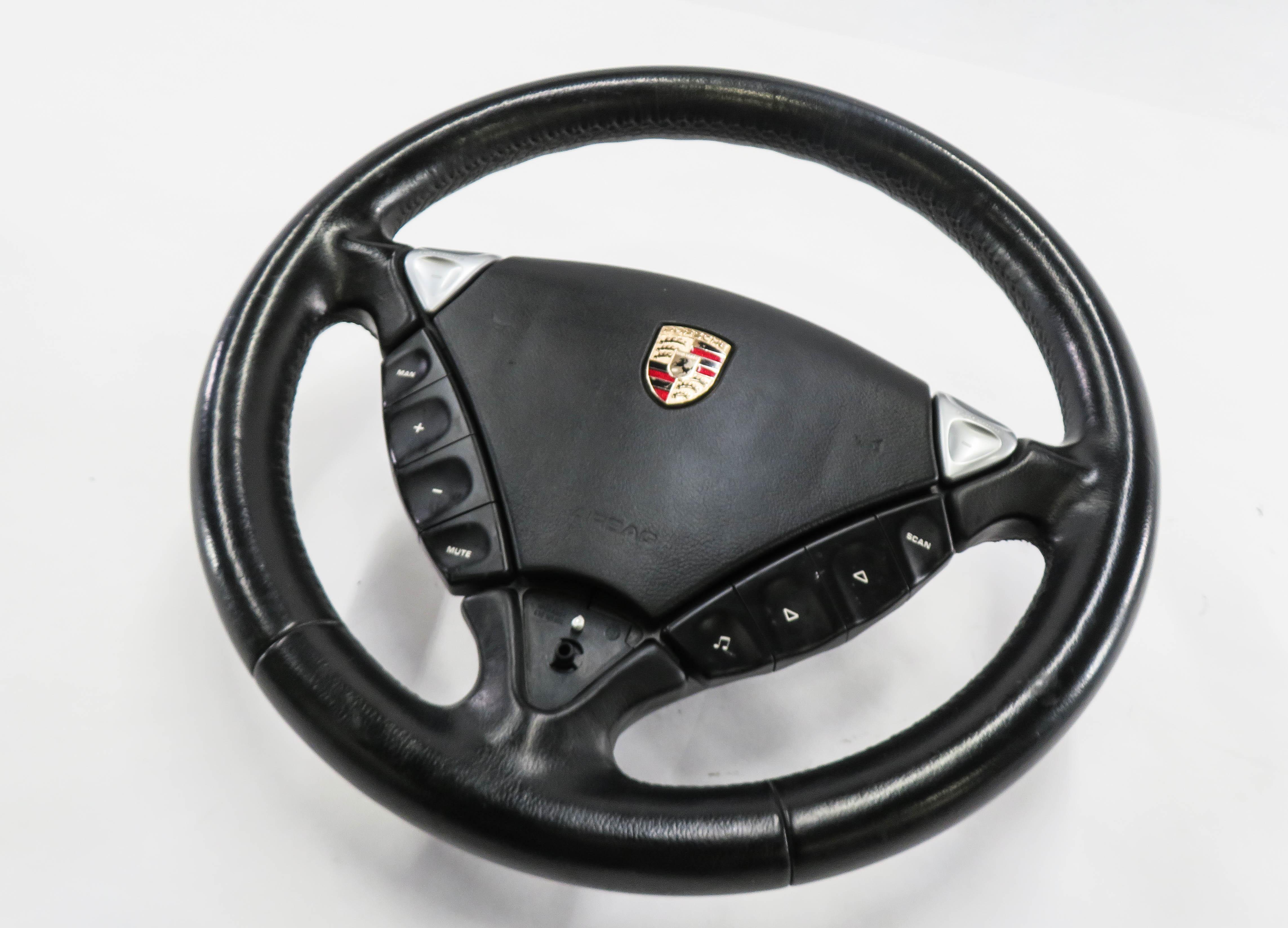 06 PORSCHE CAYENNE (955) DRIVER HEATED TIPTRONIC STEERING WHEEL w/AIRBAG (BLACK) — exact item pictured