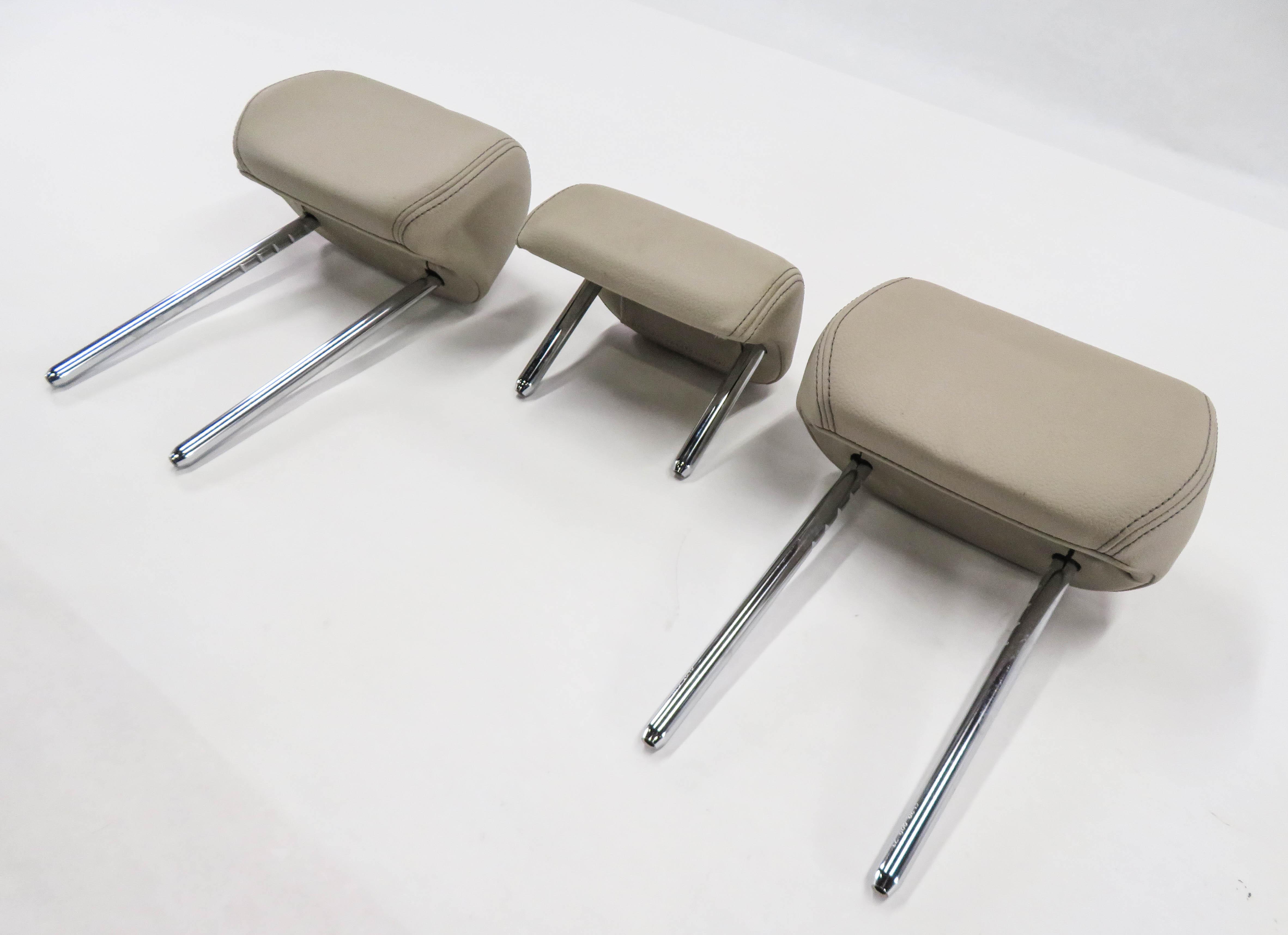 2012 BMW 328i (F30) REAR LEFT CENTER RIGHT SEAT HEADREST SET-3 (OYSTER LEATHER) — exact item pictured
