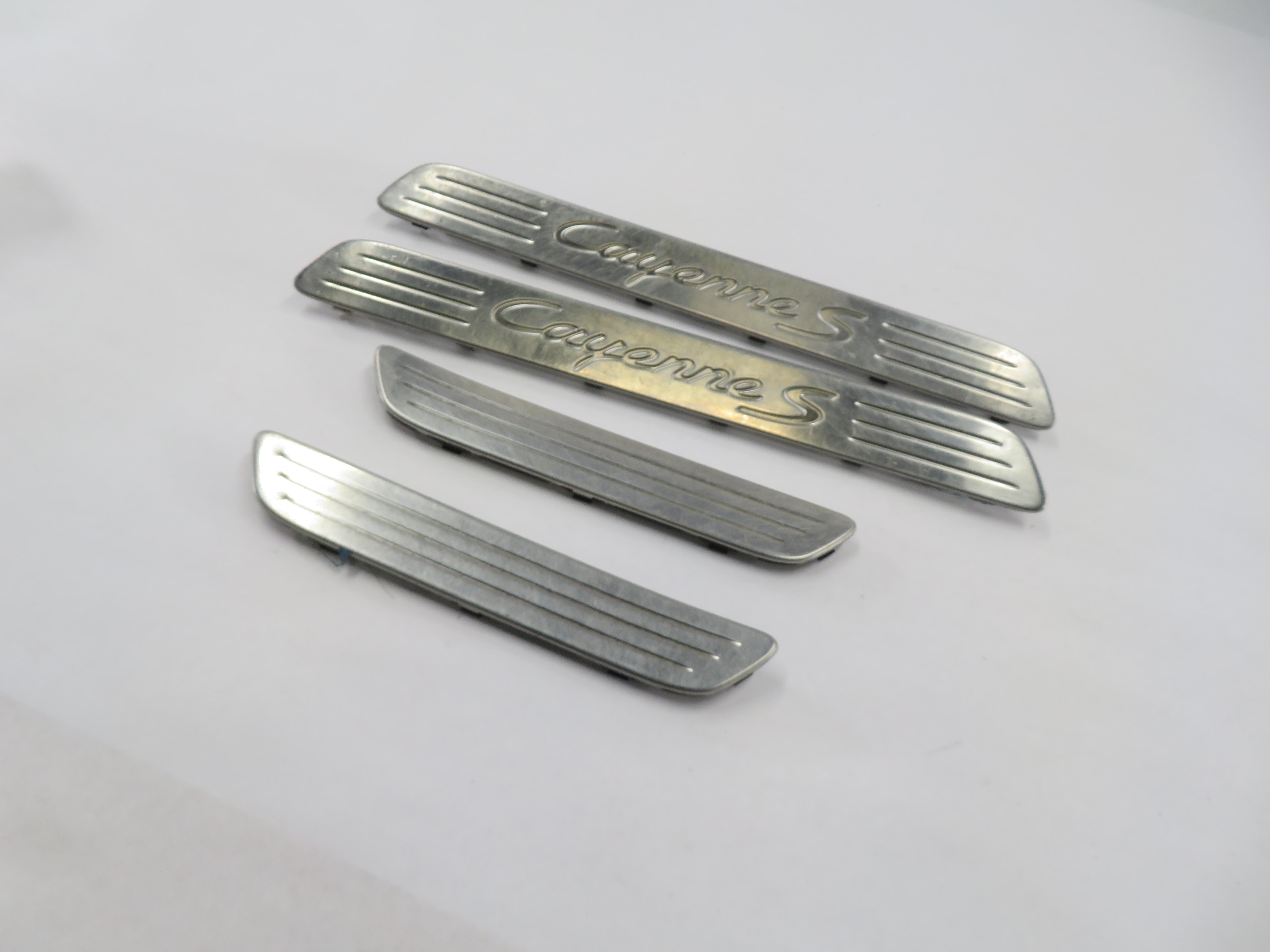 2011 PORSCHE CAYENNE (958) FRONT & REAR DOOR SILL SCUFF PANEL TRIM SET — exact item pictured