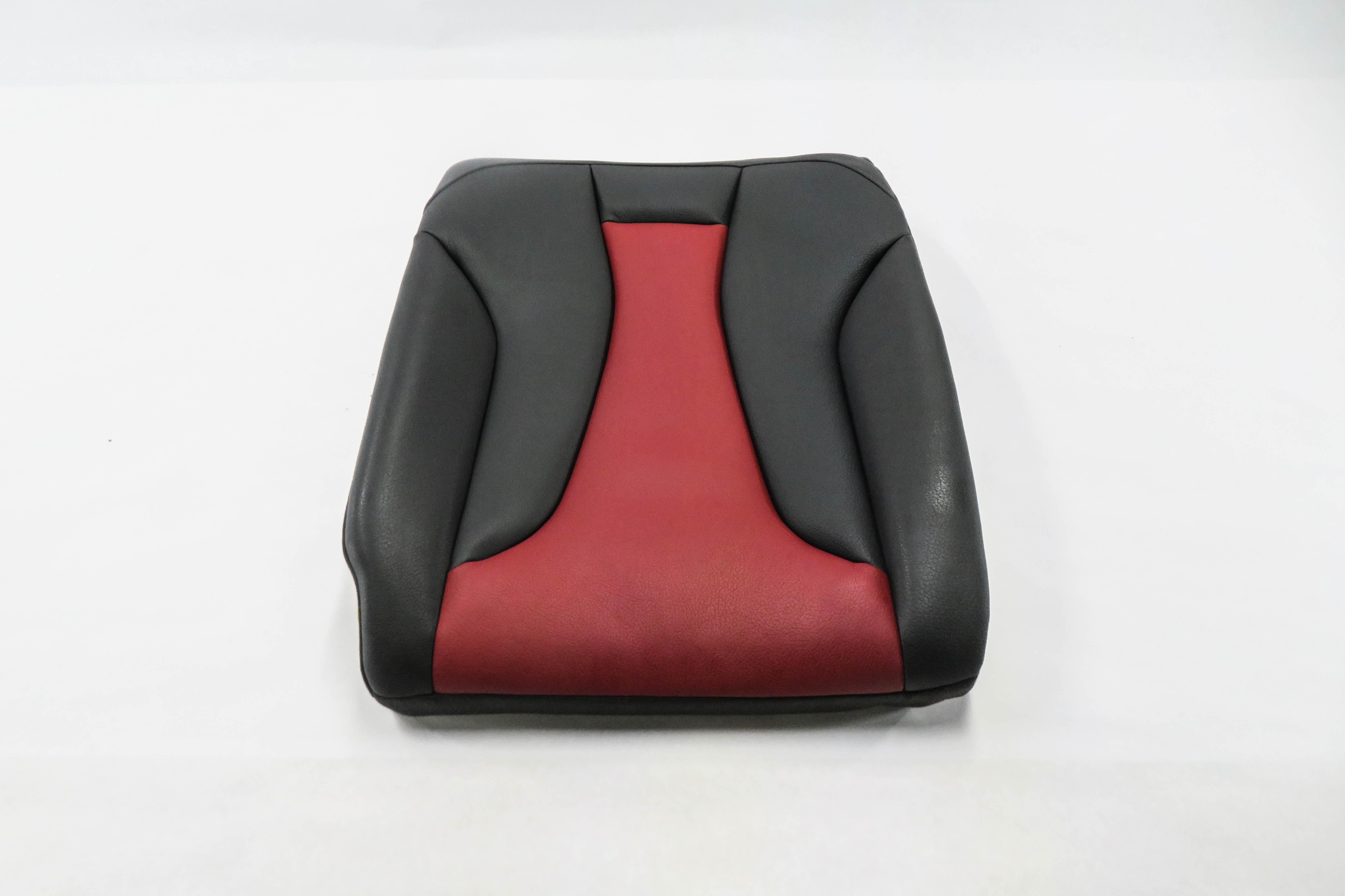 2015 AUDI S3 (8V) LEFT REAR SEAT UPPER TOP SEAT CUSHION (BLACK & RED) — exact item pictured